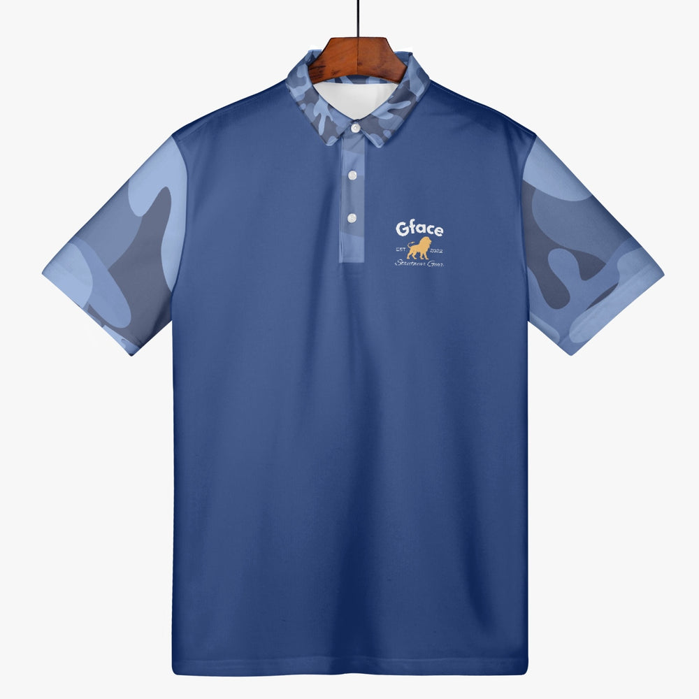 Gface Mens Blue Camo-Incognito Polo Shirt