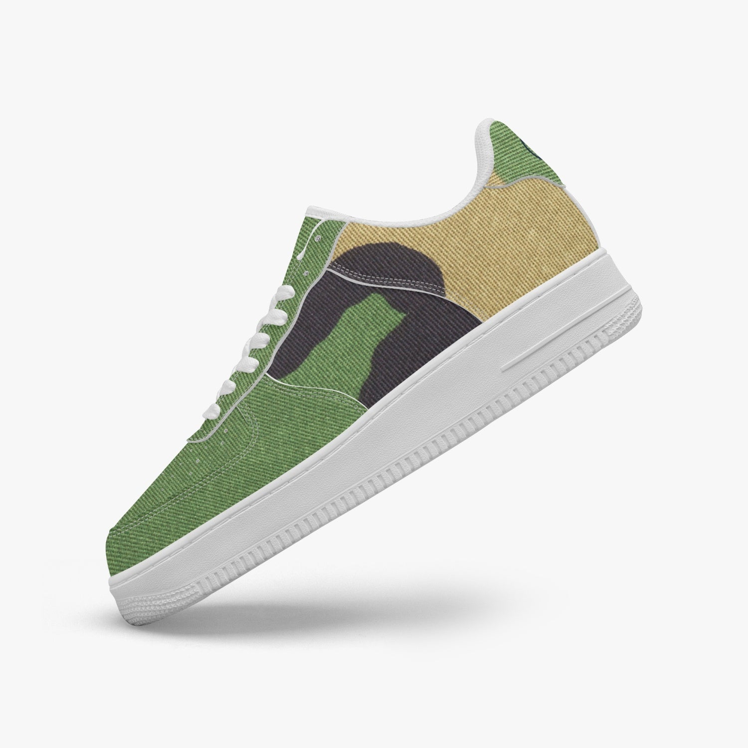 Gface AF1 UNISEX Green Pattern Camo-Incognito Leather Sports Sneakers