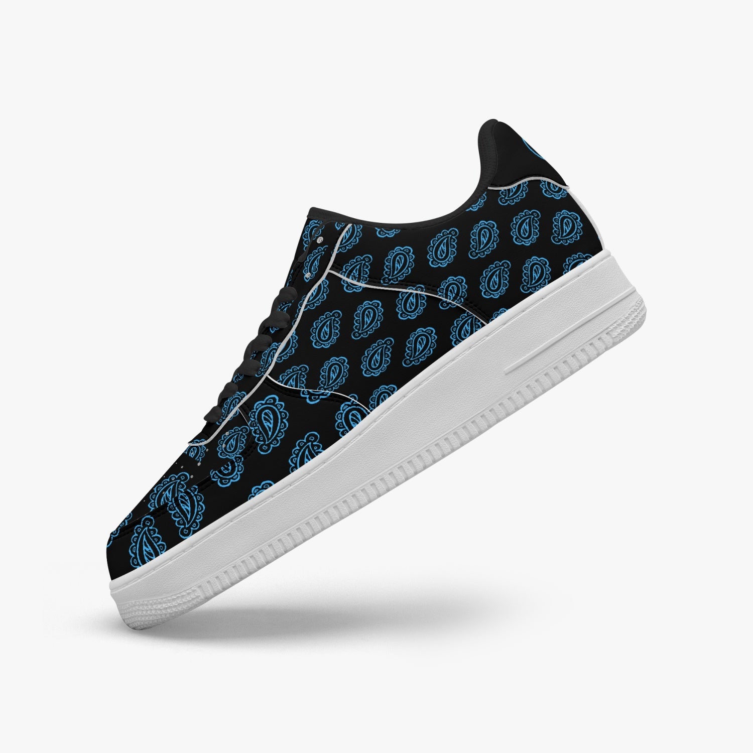 Gface AF1 Unisex Blue Bandana Print Low-Top Leather Sports Sneakers