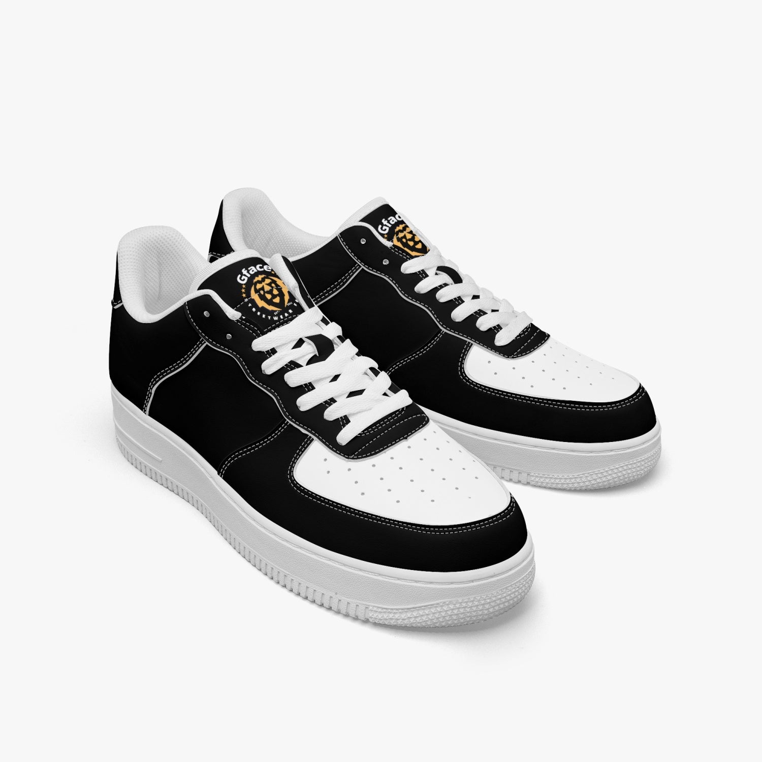 GFACE AF1 Unisex black/white Low-Top Leather Sports Sneakers