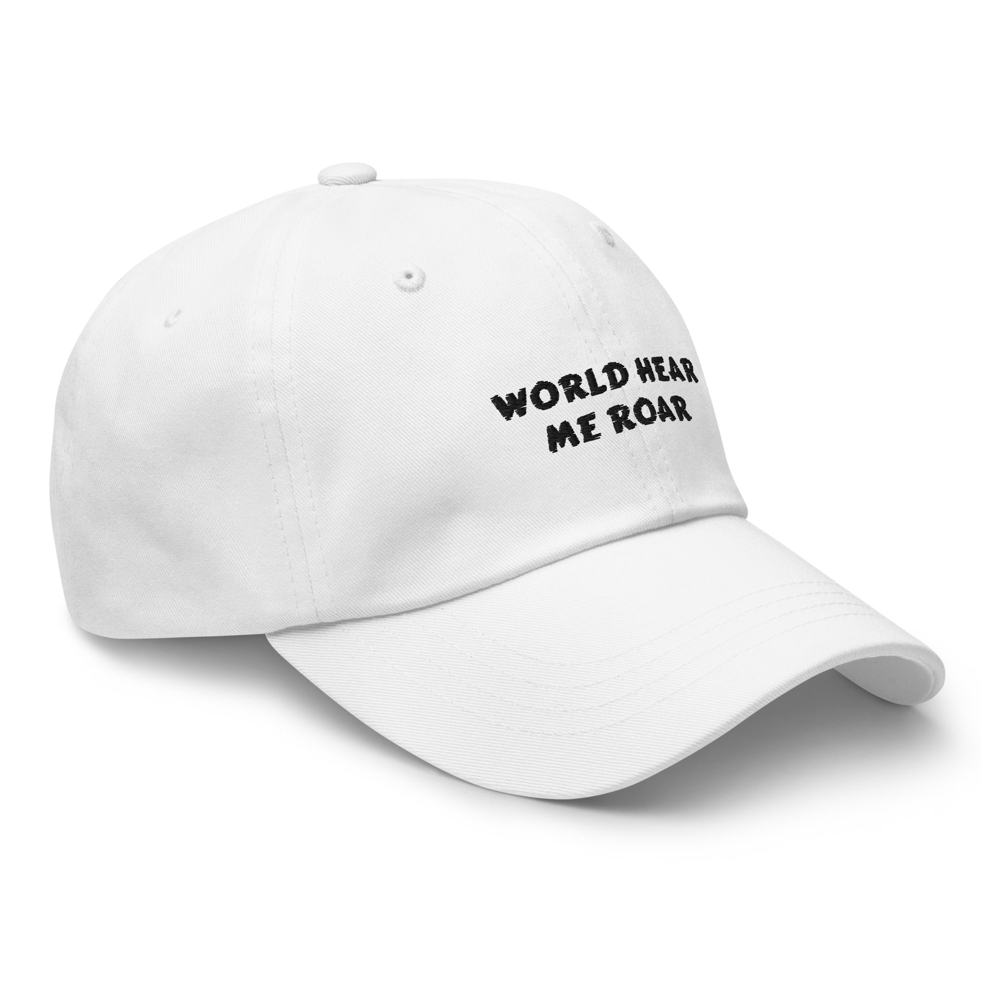 Gface White Dad hat World Hear Me Roar Slogan