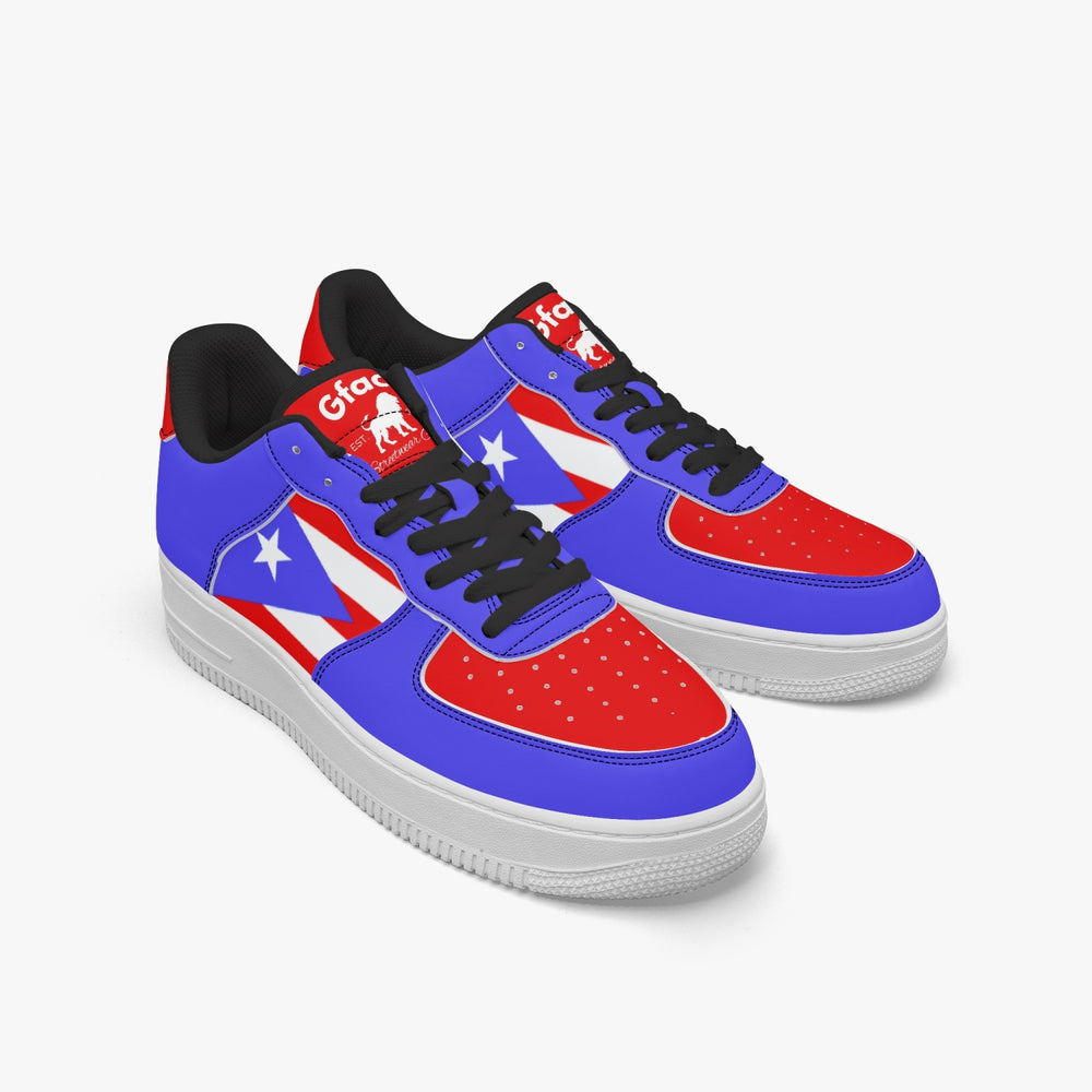 Gface PRIDE PUERTO RICO Unisex Blue AF1 Leather Sports Sneakers