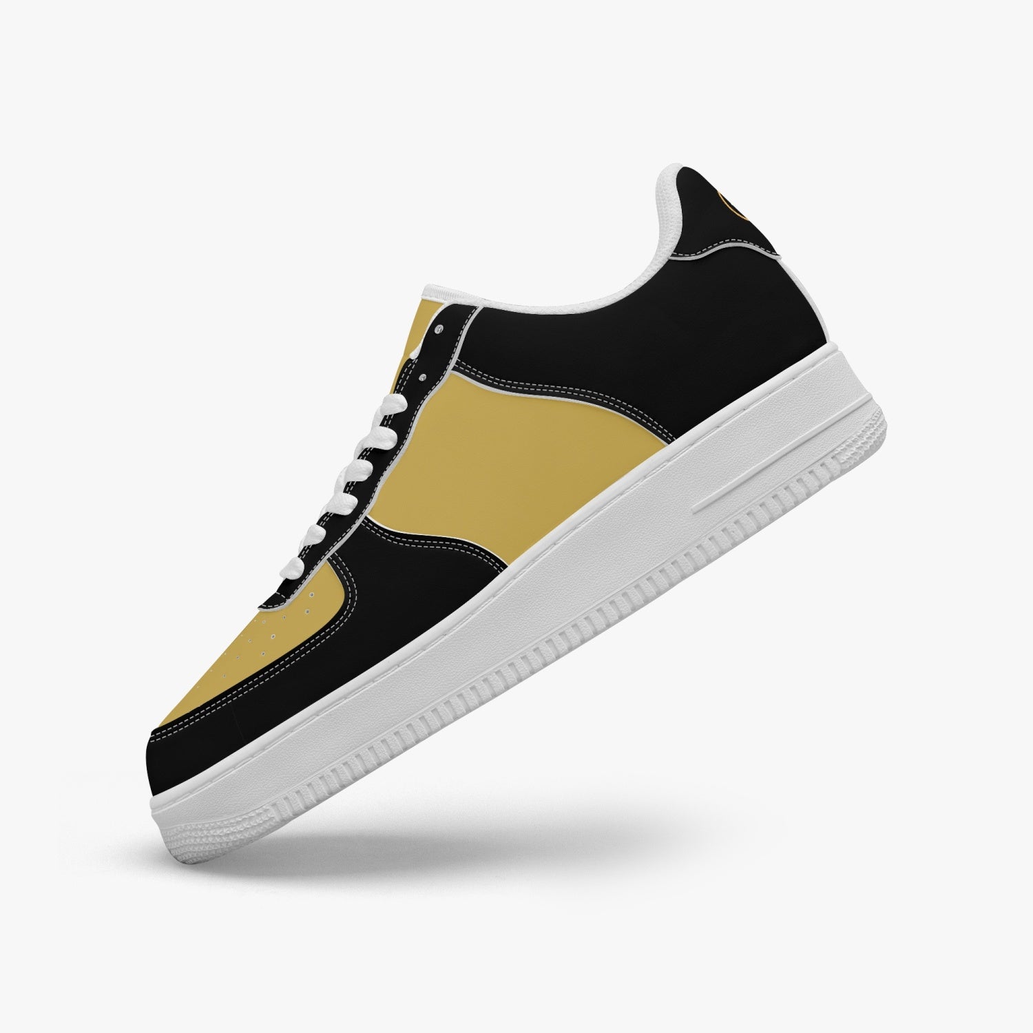 GFACE AF1 Unisex Black/Beige  Low-Top Leather Sports Sneakers