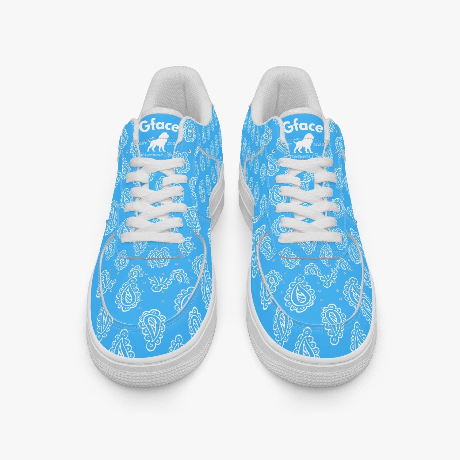 Gface AF1 Unisex Blue Bandana Low-Top Leather Sneakers