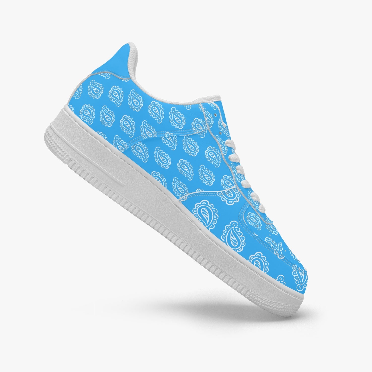 Gface AF1 Unisex Blue Bandana Low-Top Leather Sneakers