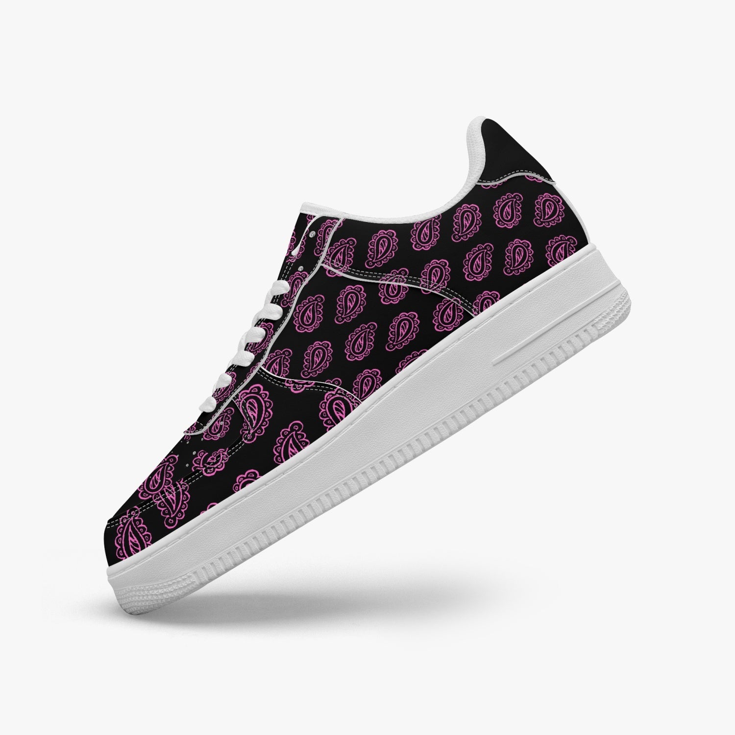 GFACE  AF1 Pink Print Bandana Low-Top Leather Sports Sneakers