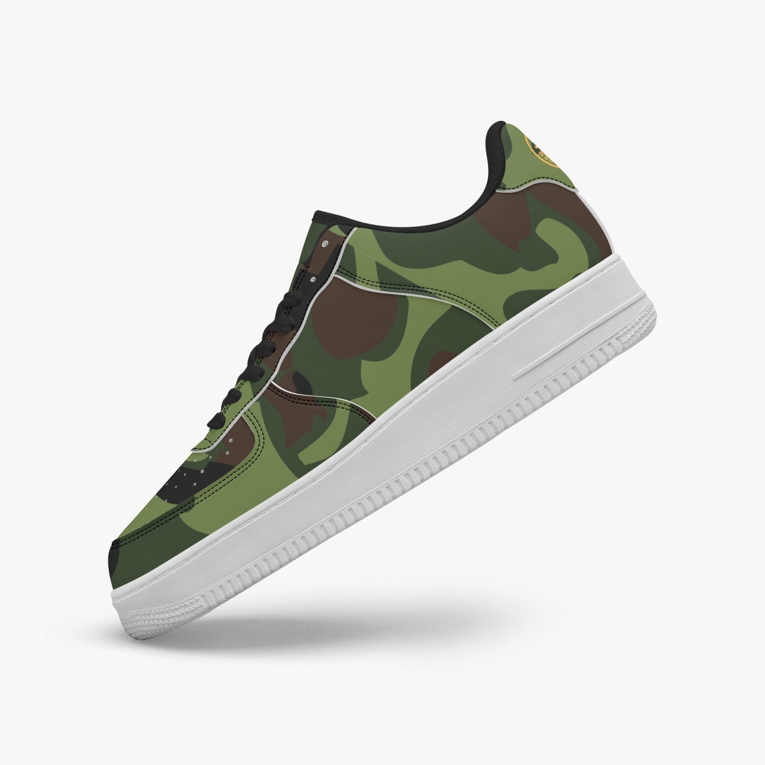 Gface AF1 UNISEX Green Camo-Incognito  Leather Sports Sneakers