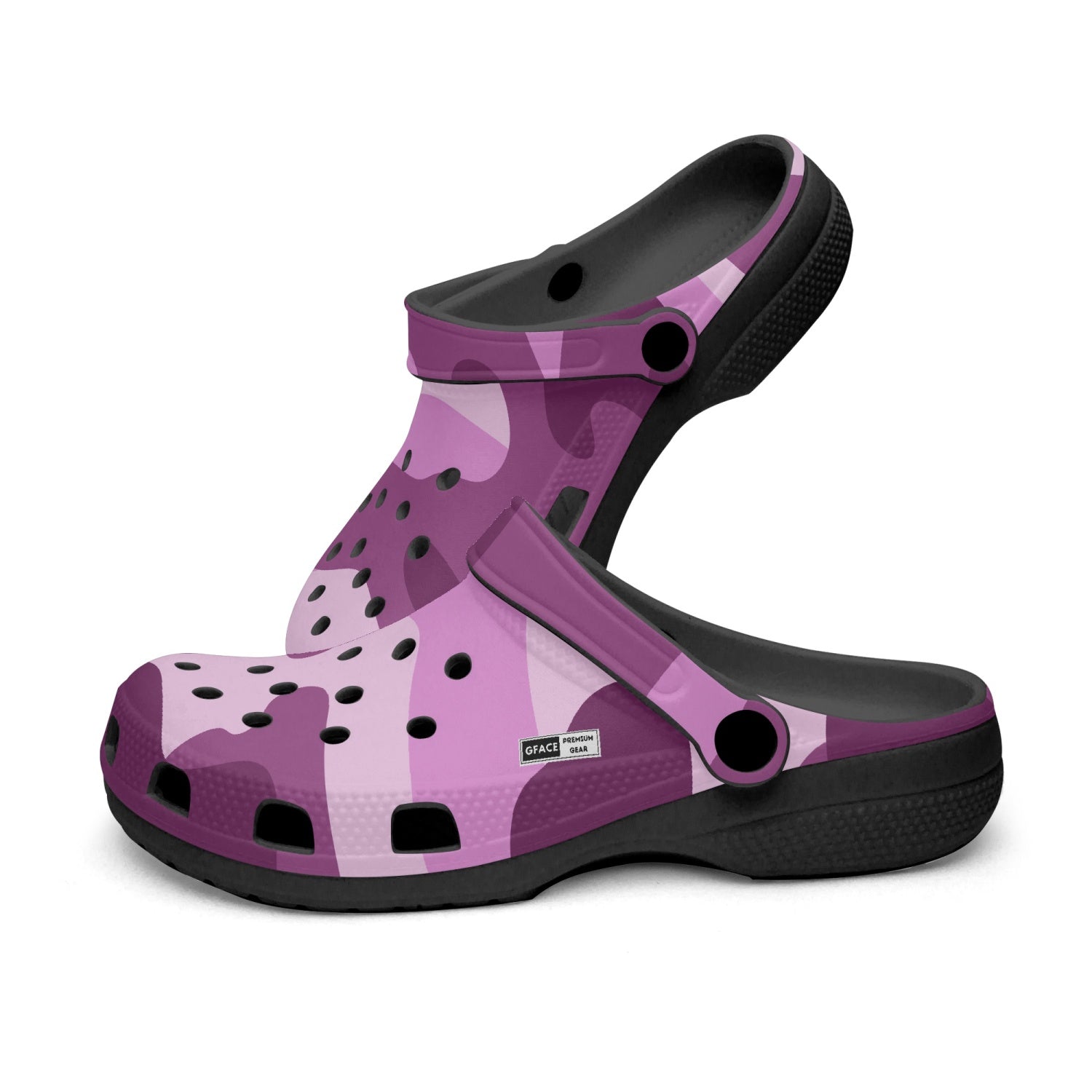 GFACE  Unisex Black-base PINK/PURPLE Camo-Incognito Clogs