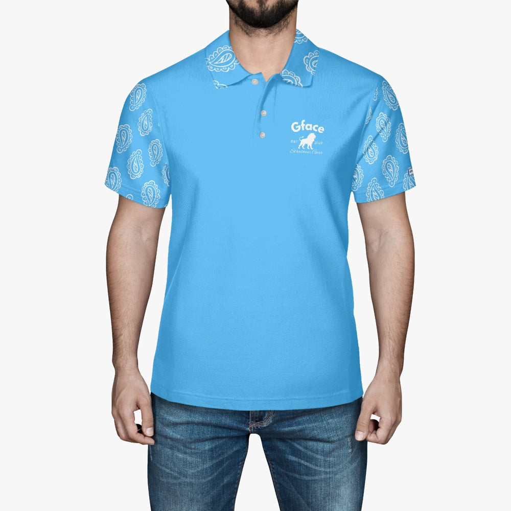 Gface Men's Blue Bandana Polo Shirt