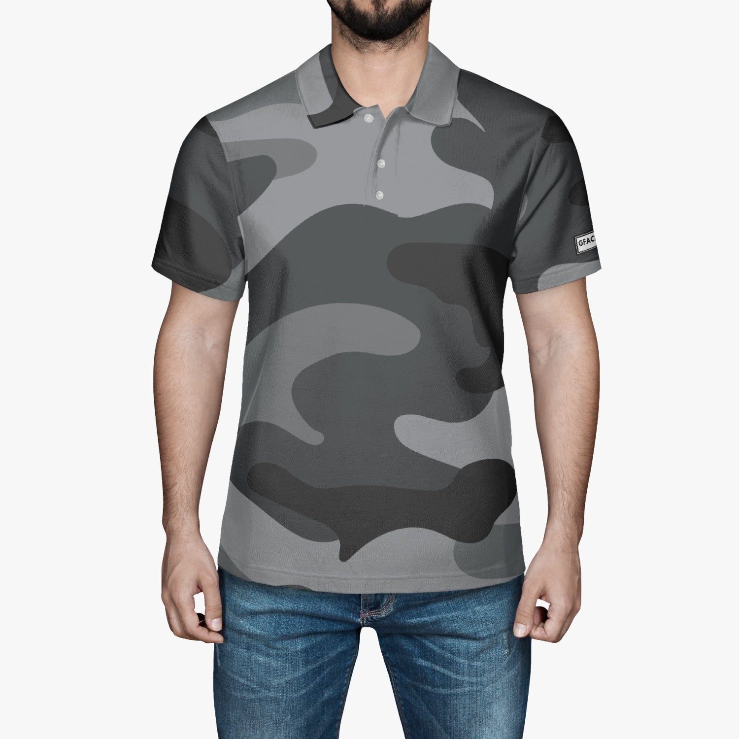 Gface Men's Black Camo-Incognito Polo Shirt