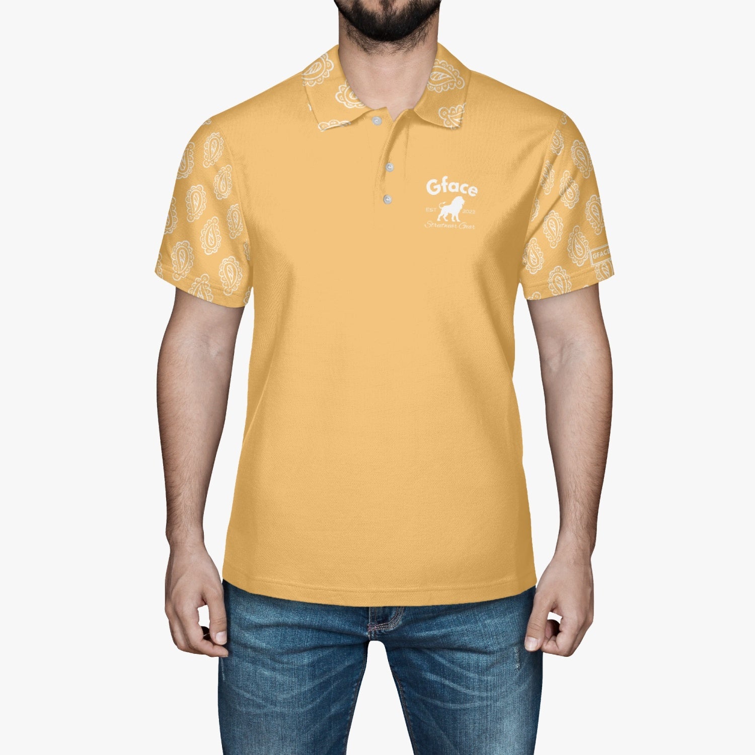 Gface Men's Gold Bandana Polo Shirt