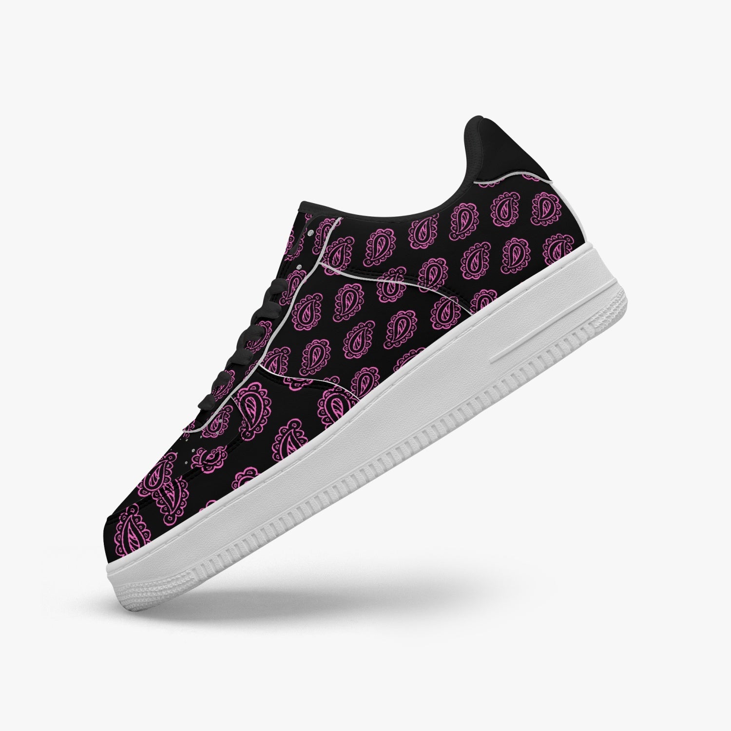 GFACE  AF1 Pink Print Bandana Low-Top Leather Sports Sneakers