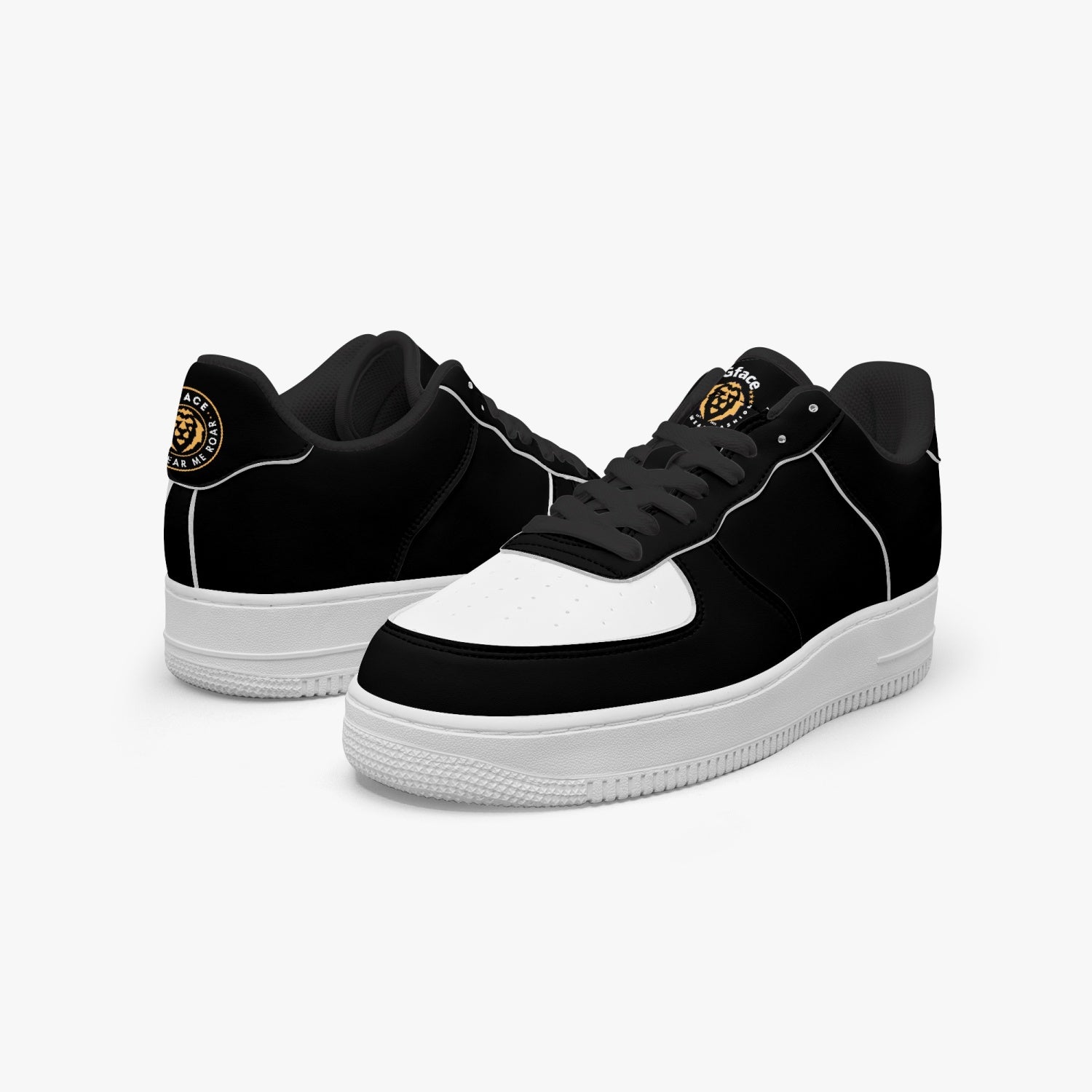 GFACE AF1 Unisex black/white Low-Top Leather Sports Sneakers