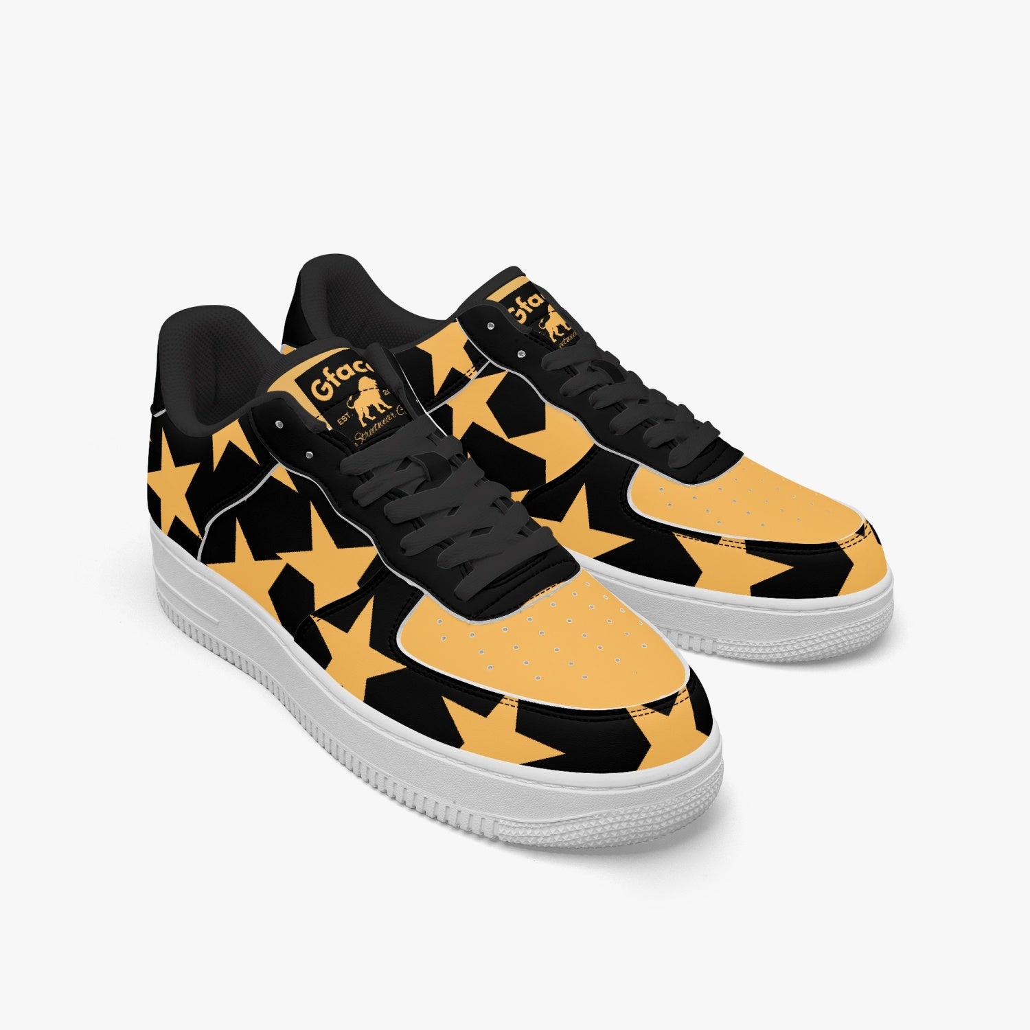 GFACE AF1 Unisex Gold All Star Low-Top Leather Sports Sneakers