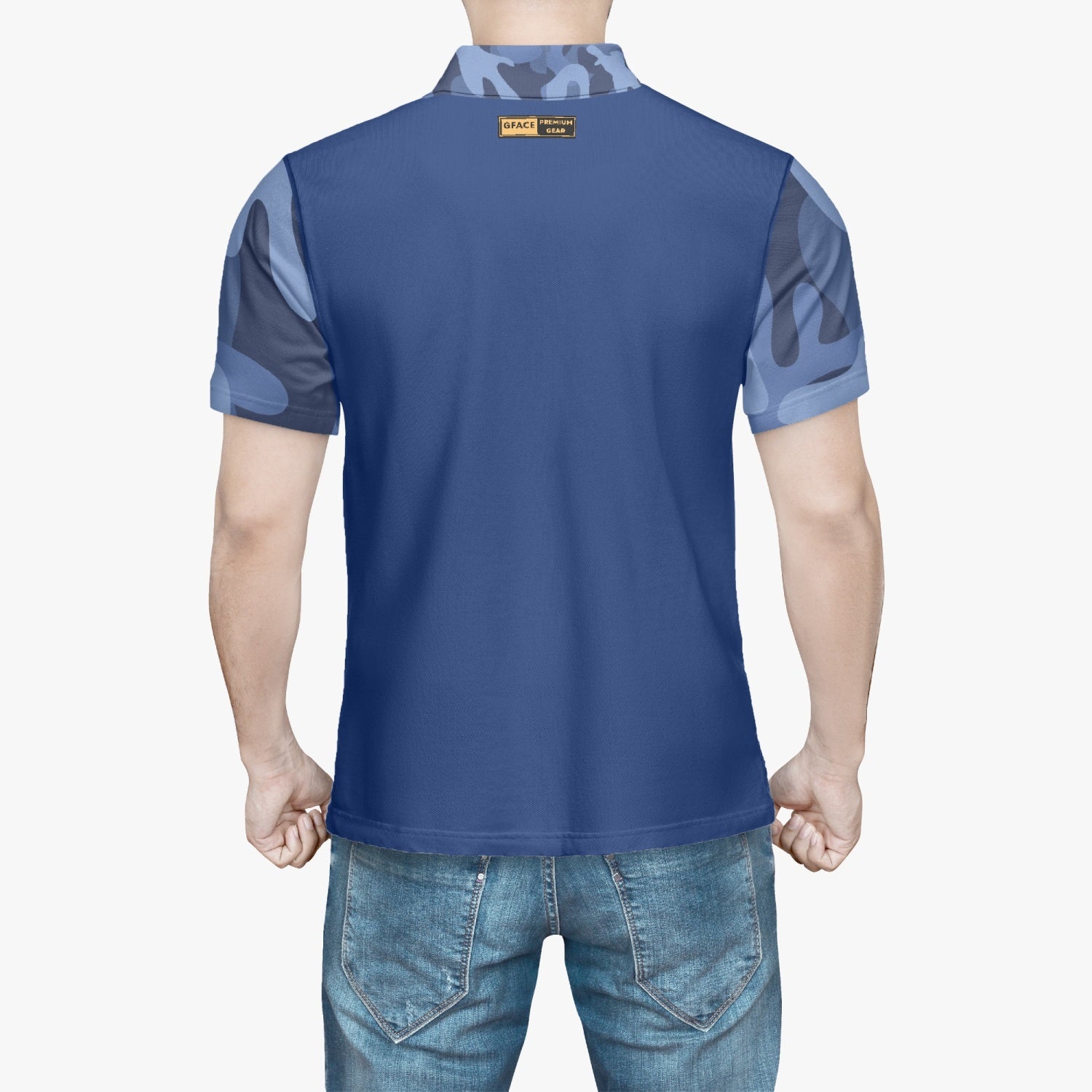 Gface Mens Blue Camo-Incognito Polo Shirt