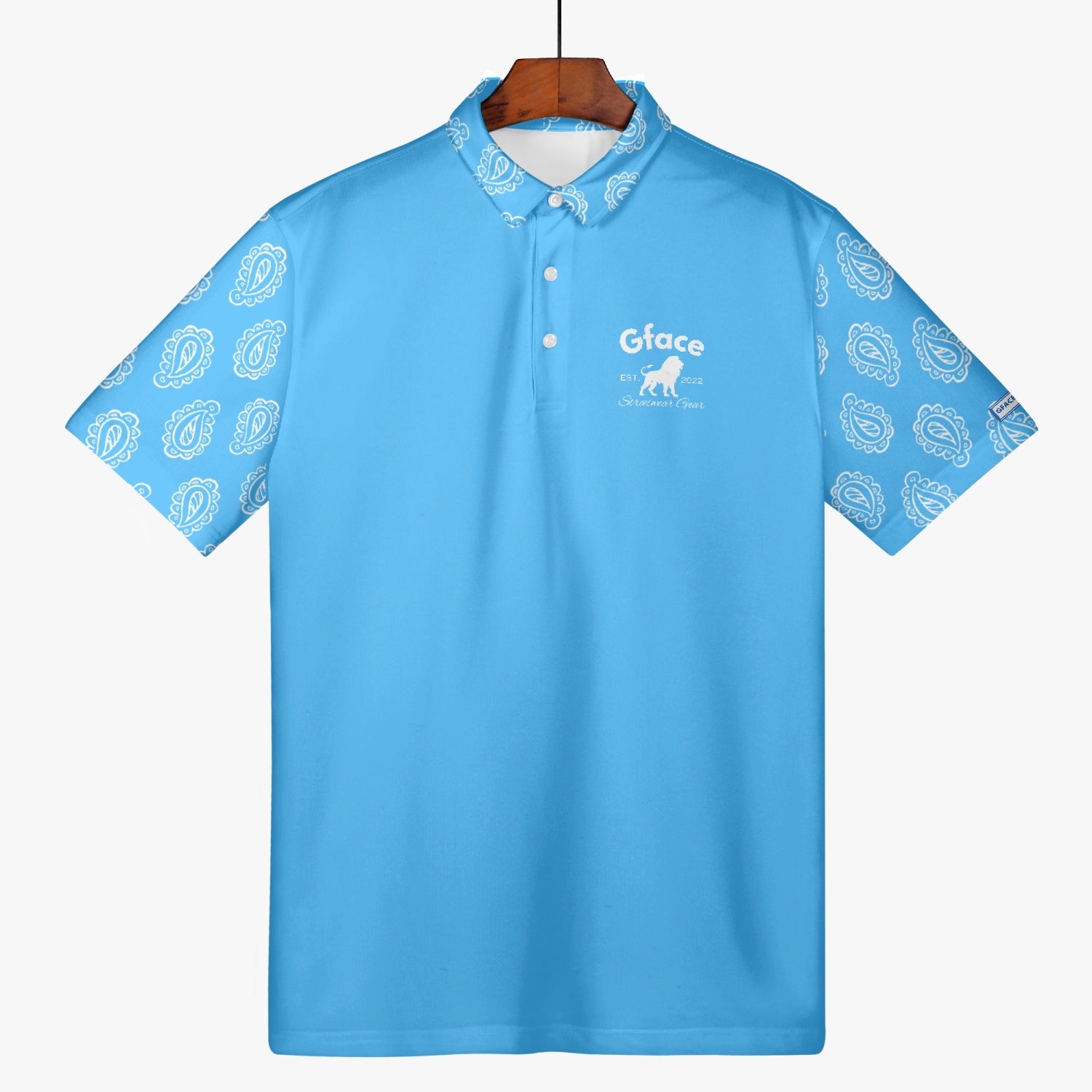 Gface Men's Blue Bandana Polo Shirt