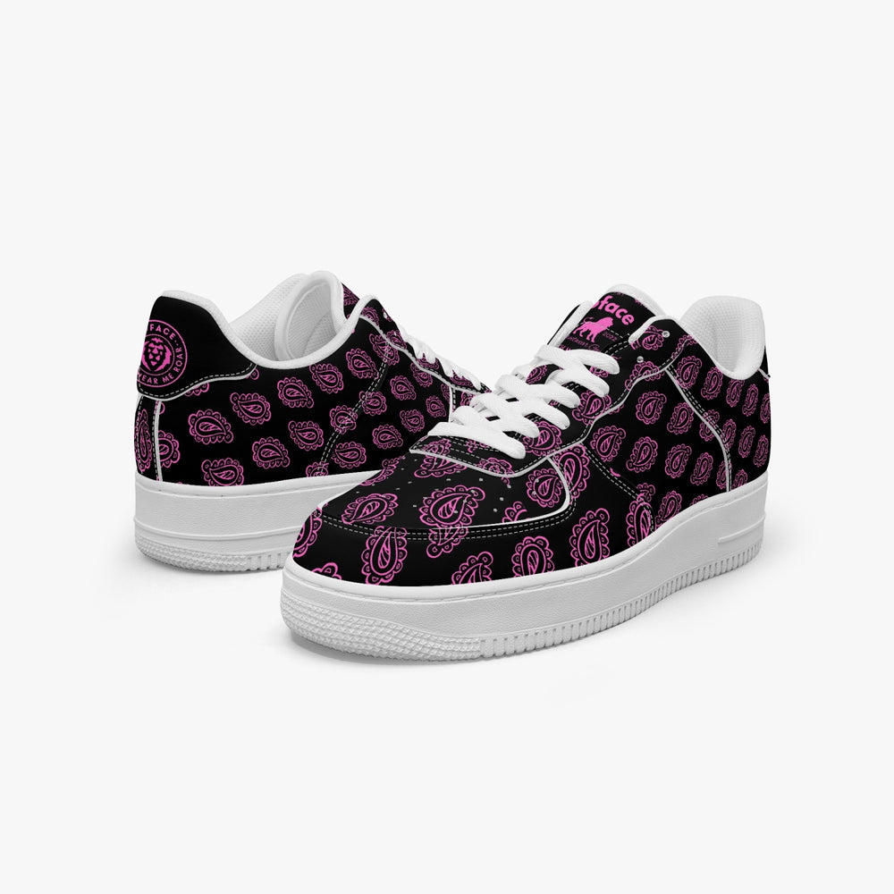 GFACE  AF1 Pink Print Bandana Low-Top Leather Sports Sneakers