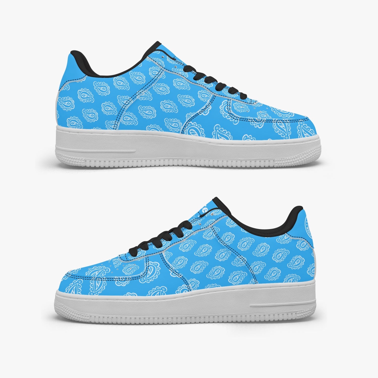 Gface AF1 Unisex Blue Bandana Low-Top Leather Sneakers