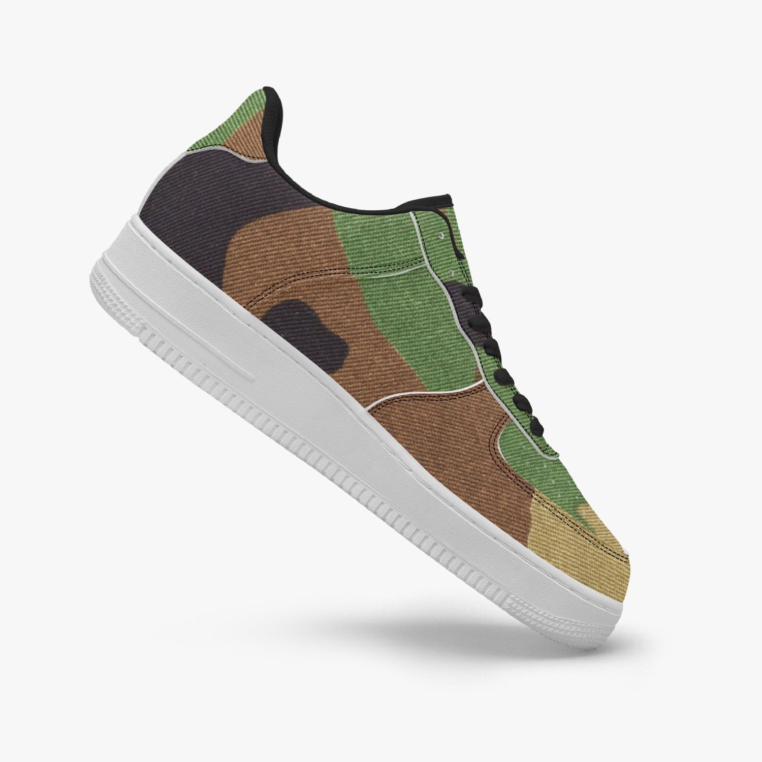 Gface AF1 UNISEX Green Pattern Camo-Incognito Leather Sports Sneakers