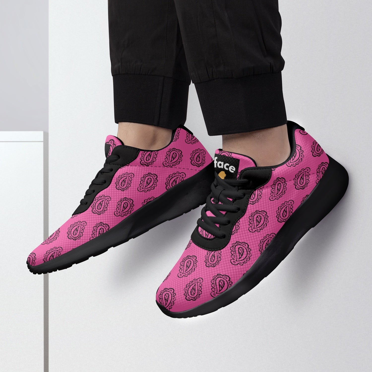 Gface Pink Bandana Unisex Lifestyle Mesh Running Shoes - Black