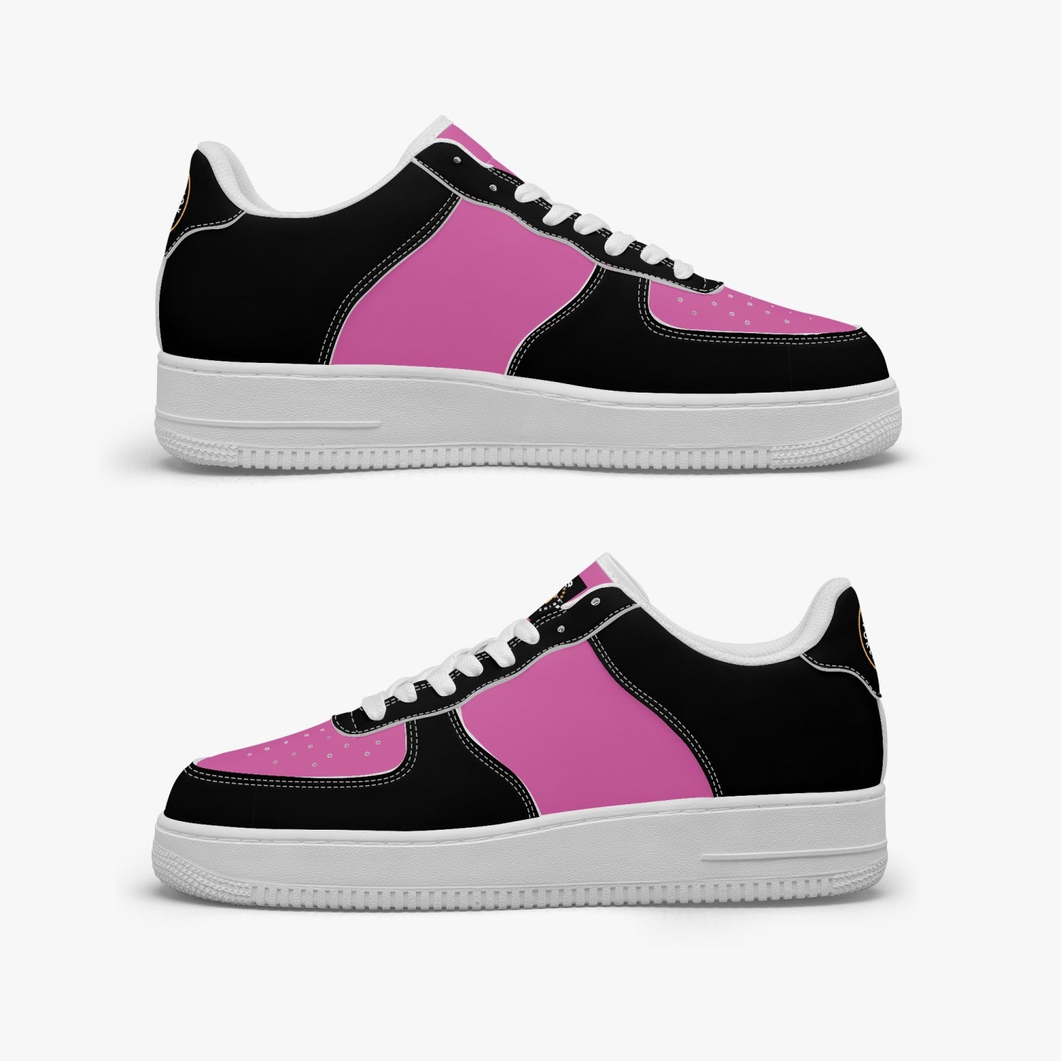 GFACE AF1 Unisex Black/Pink Low-Top Leather Sports Sneakers