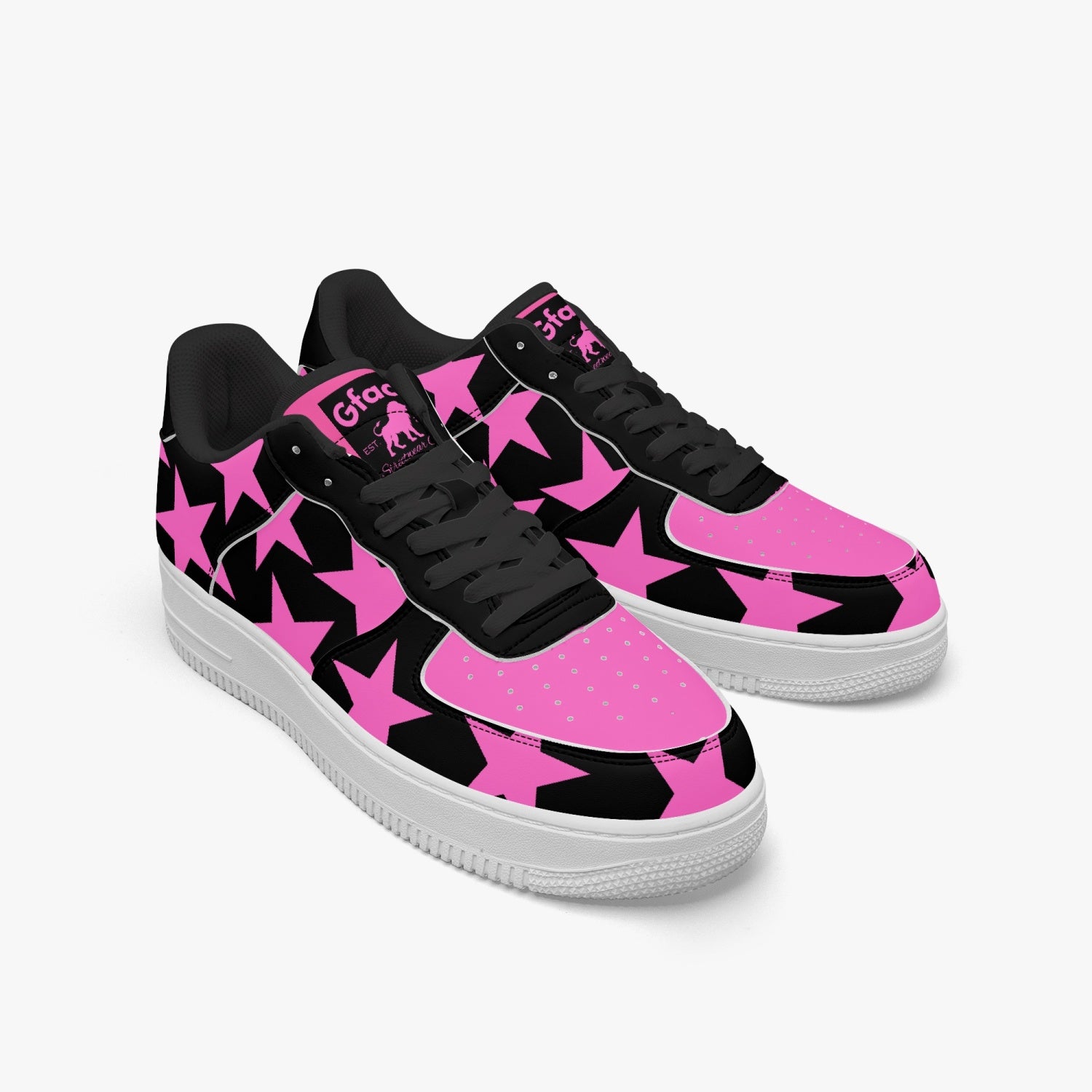 GFACE AF1 Unisex Pink All Star Pink Low-Top Leather Sports Sneakers