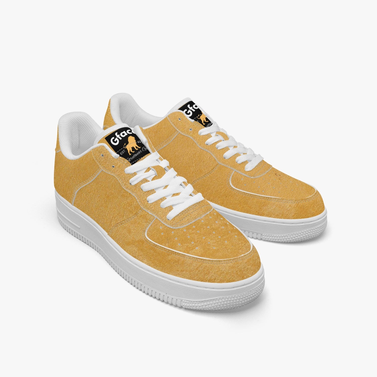 Gface AF1 Unisex Gold Low-Top Leather Sports Sneakers