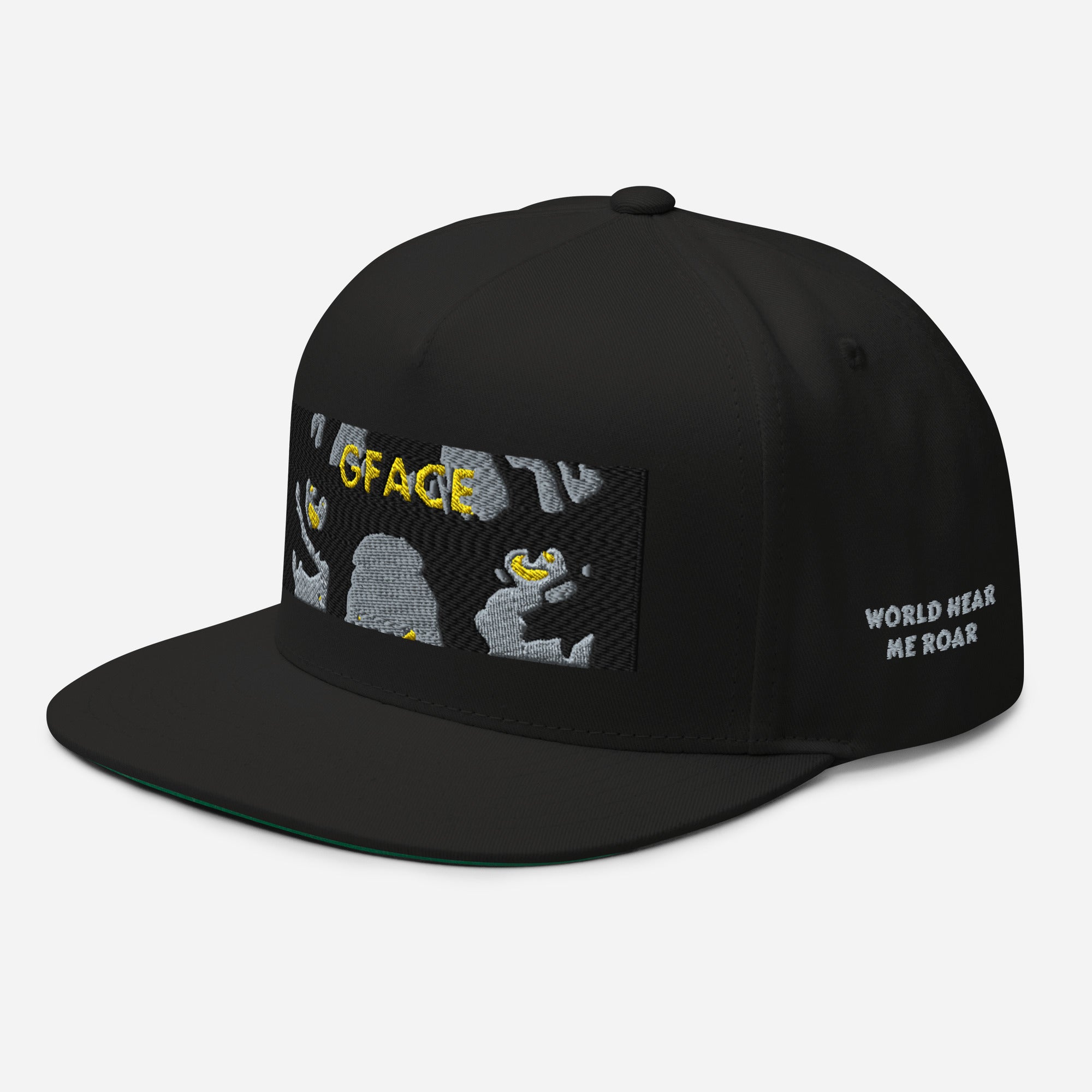 Flat Bill Cap Gface Lion Logo World Hear Me Roar slogan