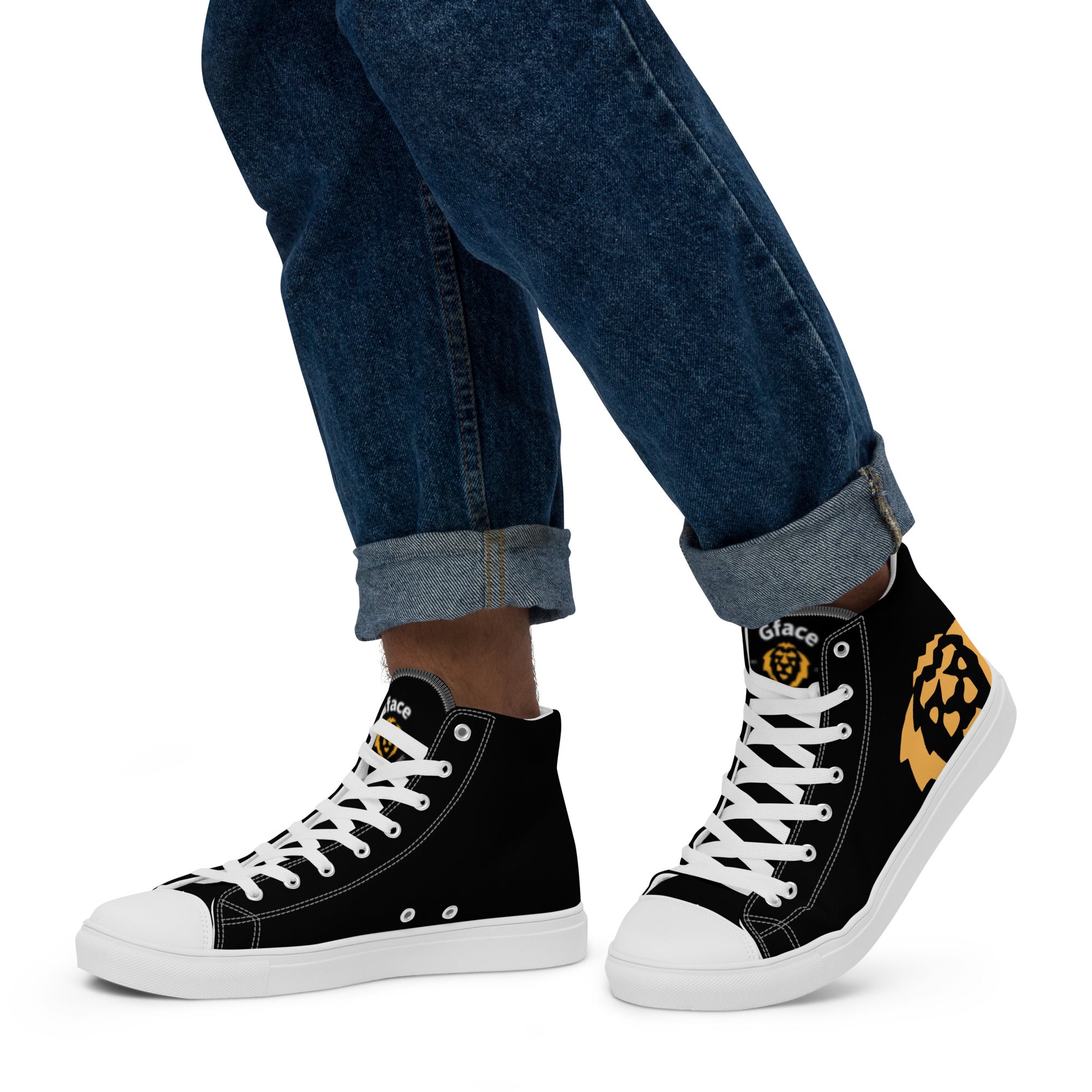 Gface Men’s high top canvas Gold Lion print