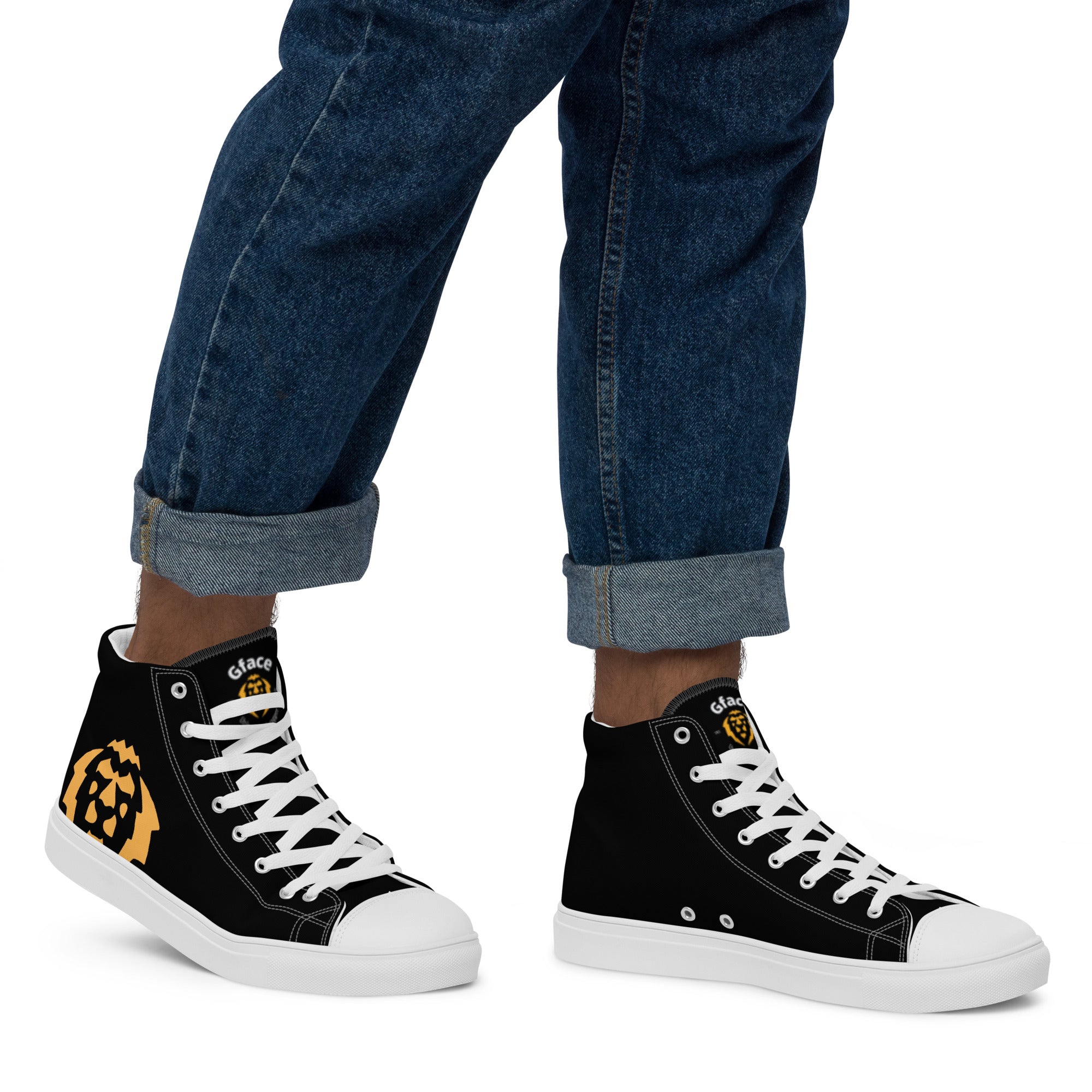 Gface Men’s high top canvas Gold Lion print