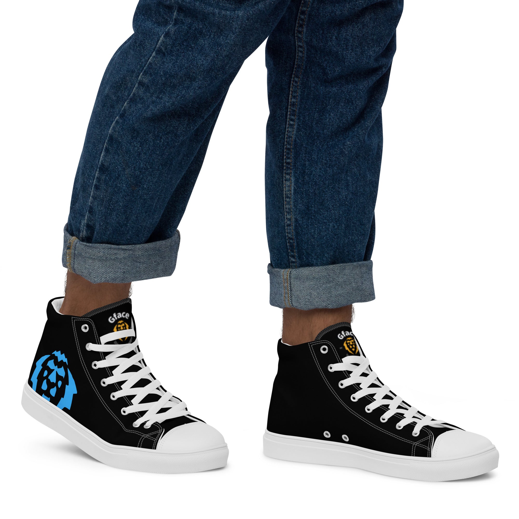 Gface Men’s high top canvas Blue Lion print