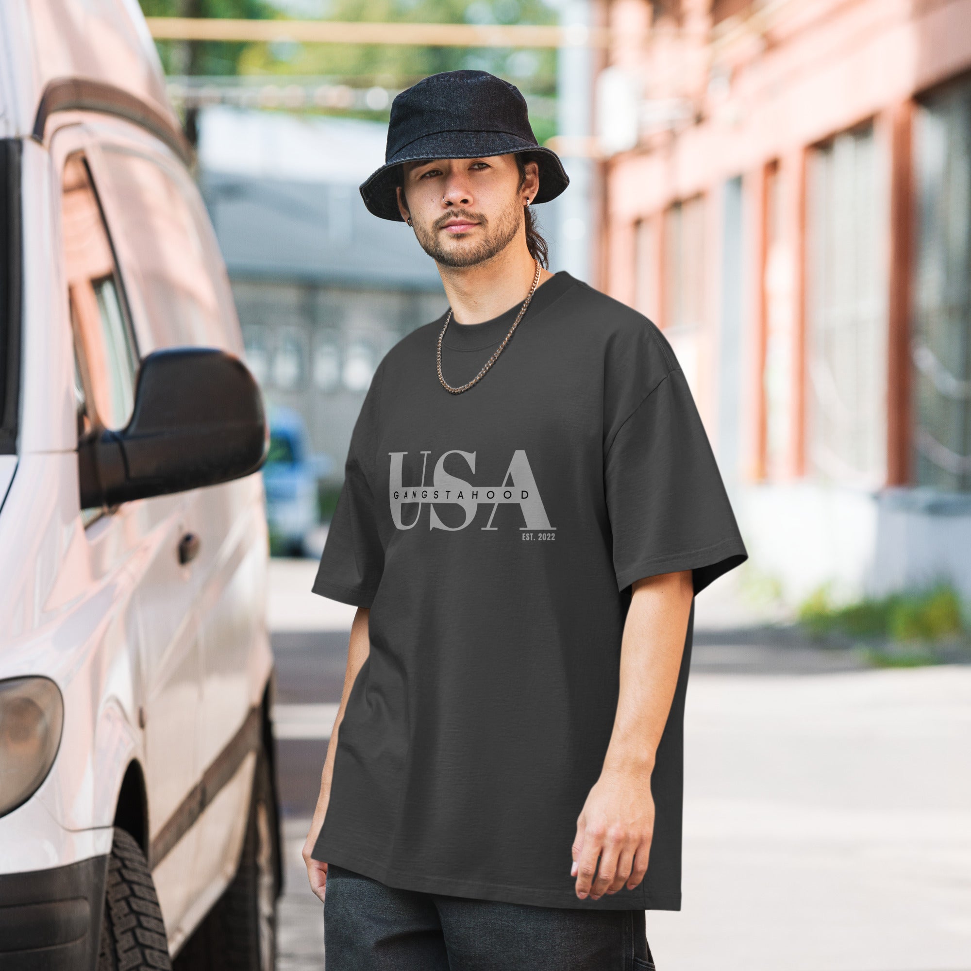 Oversized faded t-shirt Gangstahood Usa