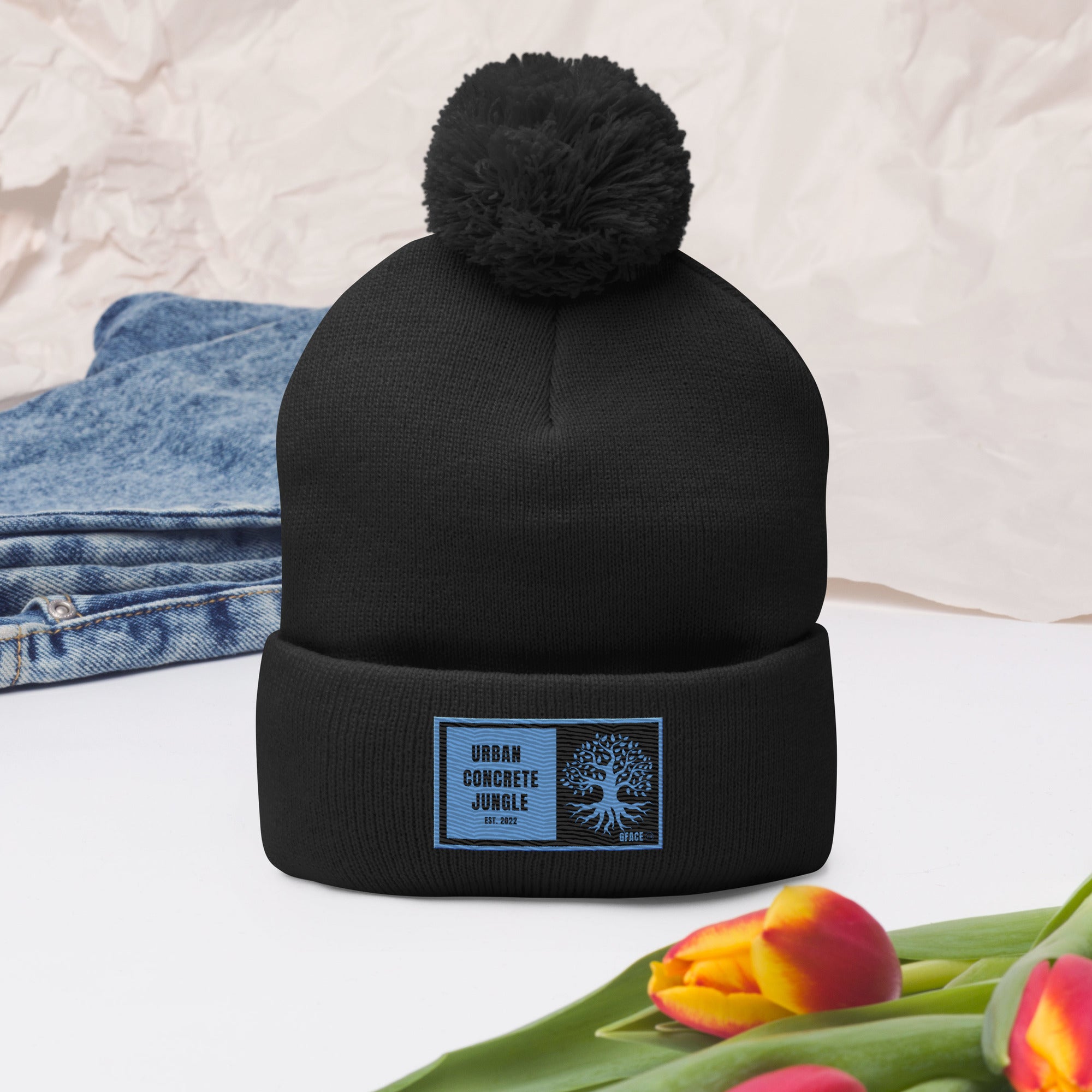 Pom-Pom Beanie GFACE Blue URBAN CONCRETE JUNGLE