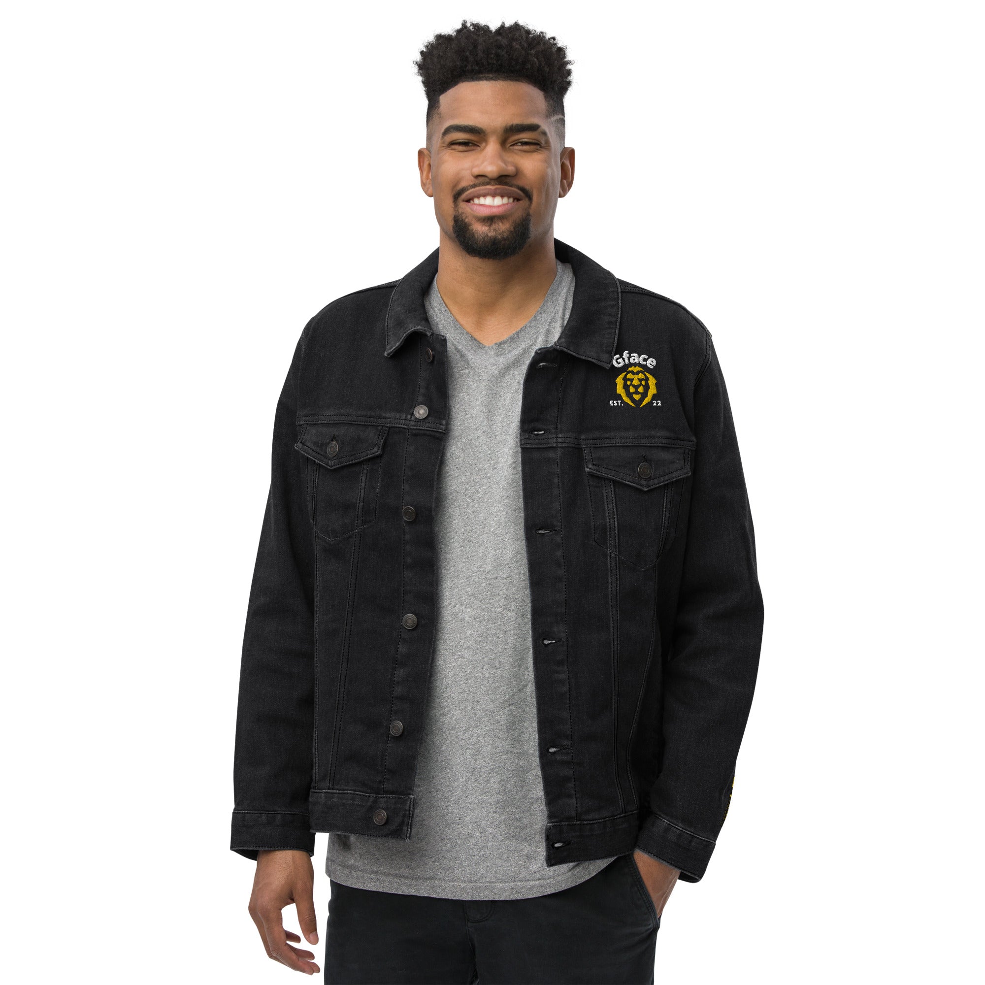 Gface Unisex denim jacket Gold Lion Logo