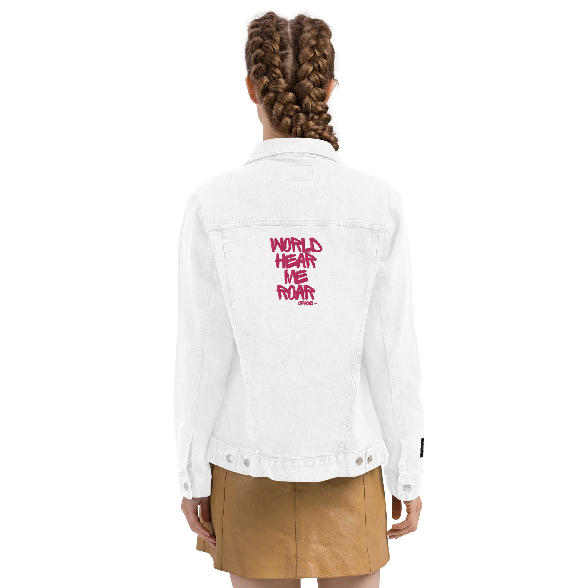 Unisex denim jacket Pink GFACE World Hear Me Roar