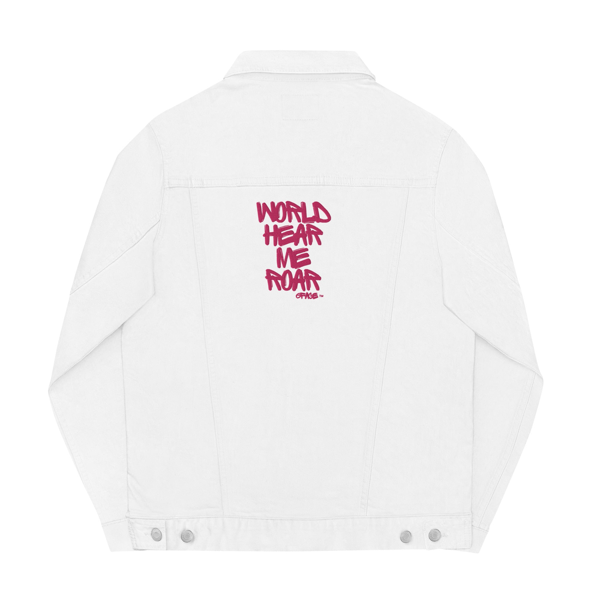 Unisex denim jacket Pink GFACE World Hear Me Roar