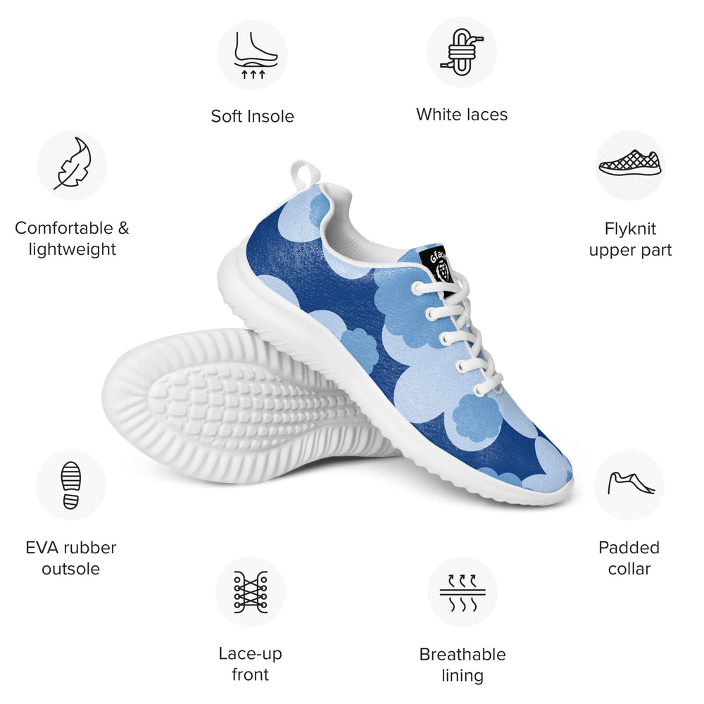 Women’s Blue Flower Abstract GFACE Athletic Sneakers