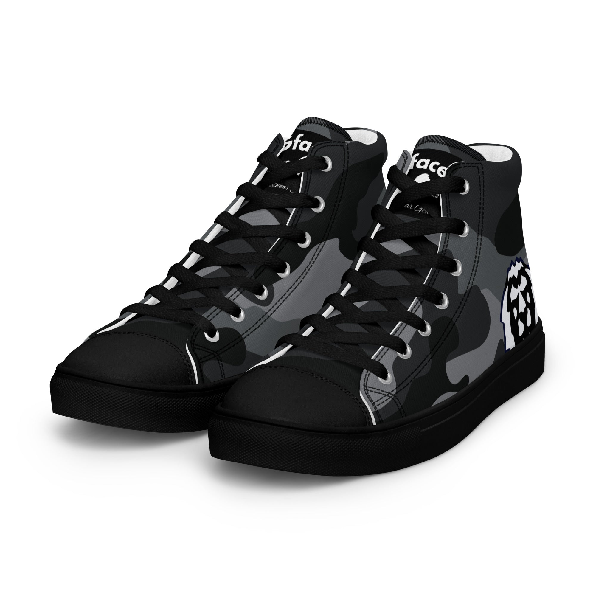 Gface Women's black Camo-Incognito high top canvas Kicks