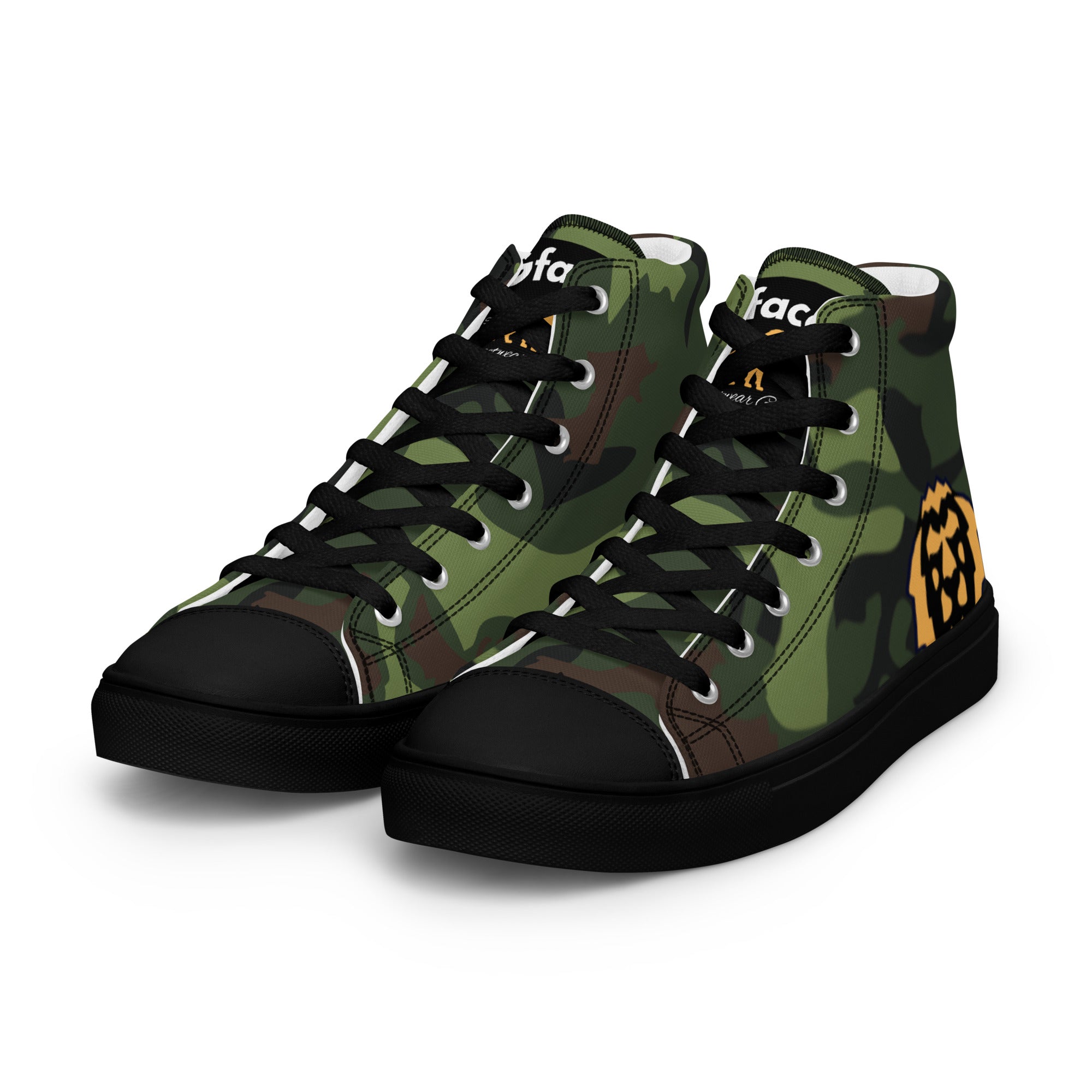 Gface Women's Green Camo-Incognito high top canvas shoes