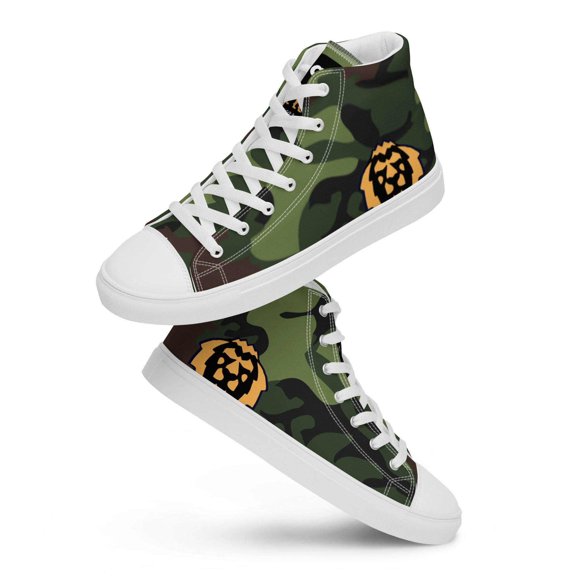 Gface Women's Green Camo-Incognito high top canvas shoes