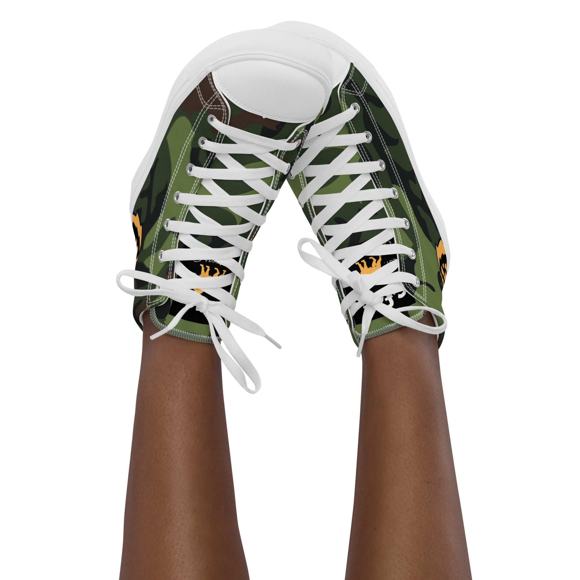 Gface Women's Green Camo-Incognito high top canvas shoes