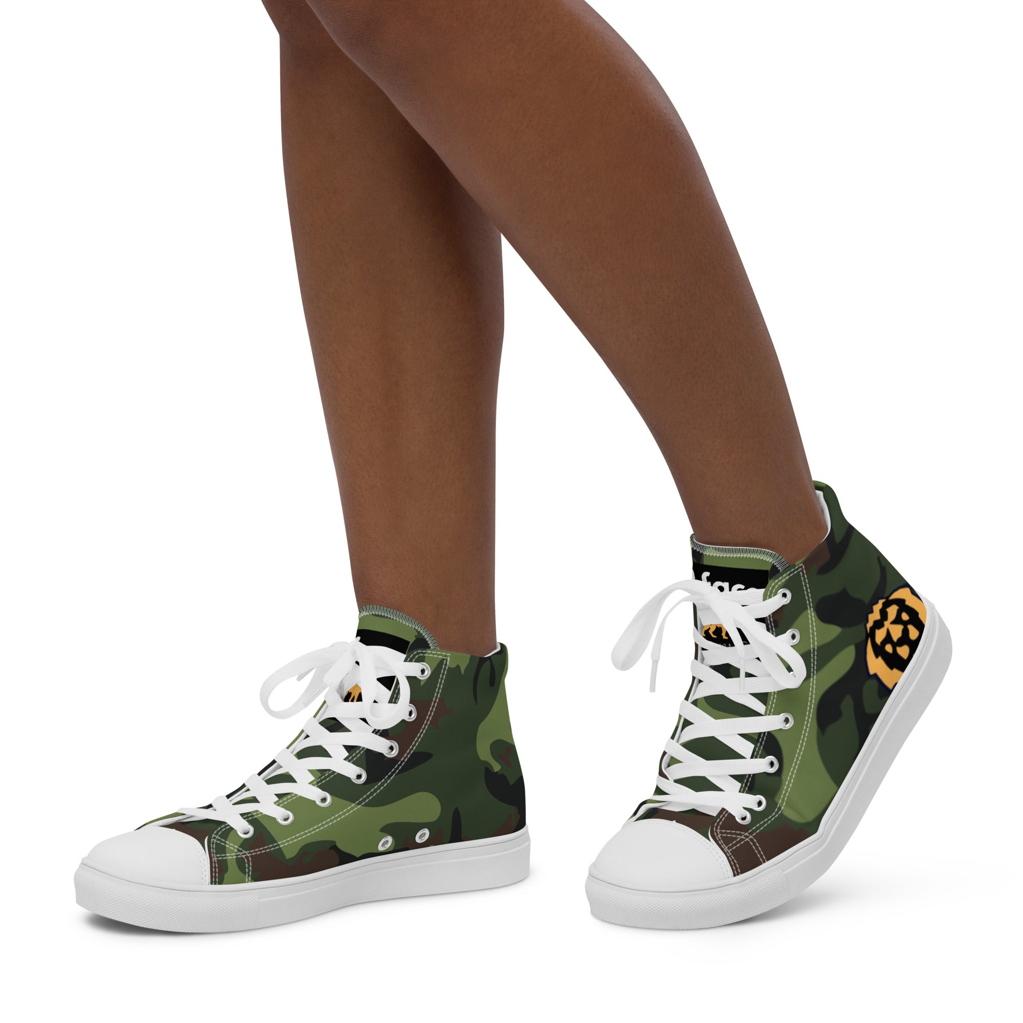 Gface Women's Green Camo-Incognito high top canvas shoes