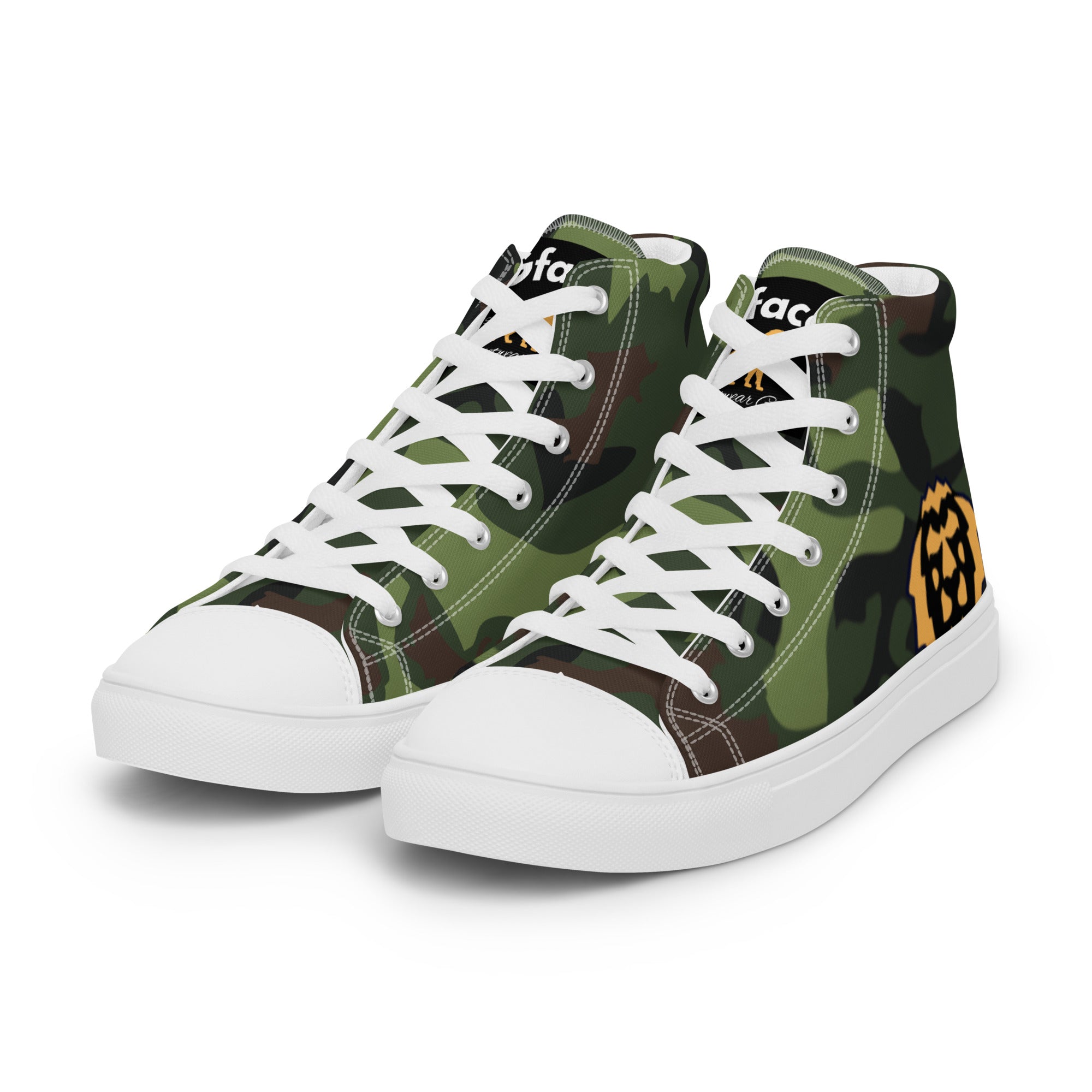 Gface Women's Green Camo-Incognito high top canvas shoes