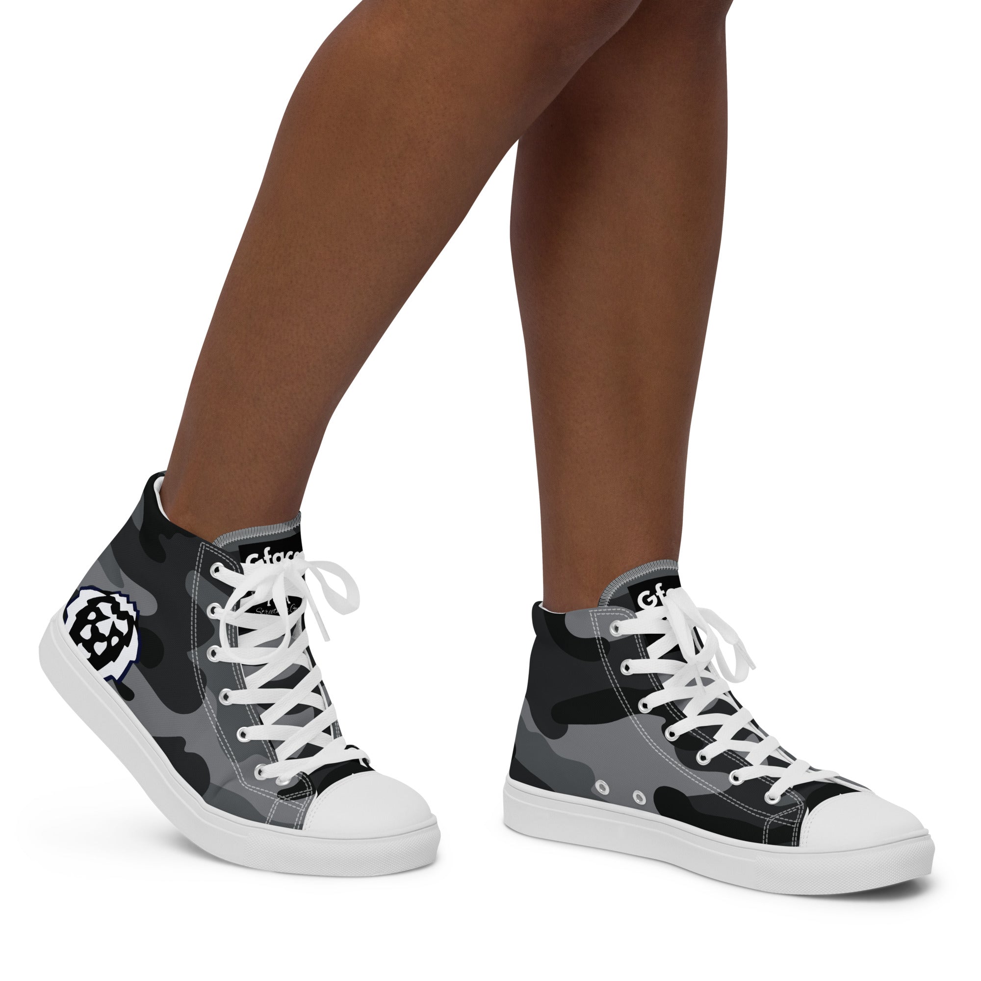 Gface Women's black Camo-Incognito high top canvas Kicks