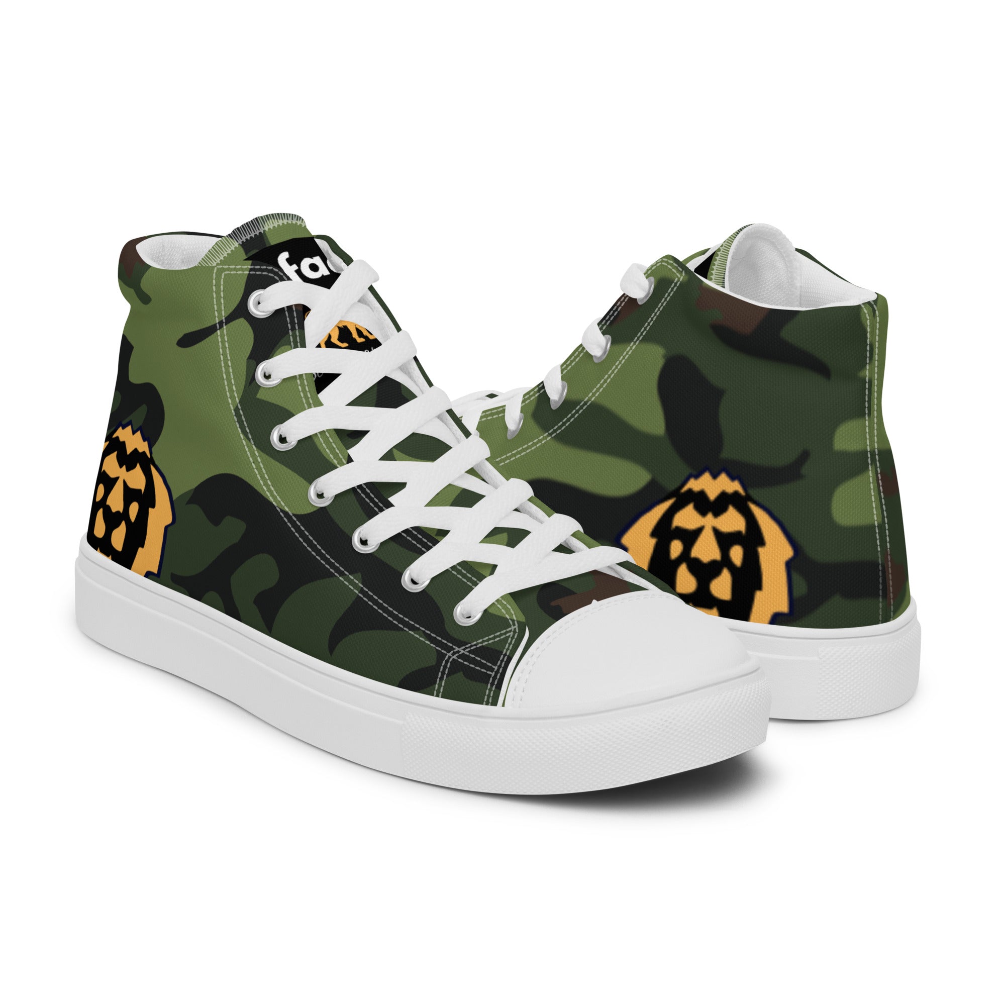 Gface Women's Green Camo-Incognito high top canvas shoes