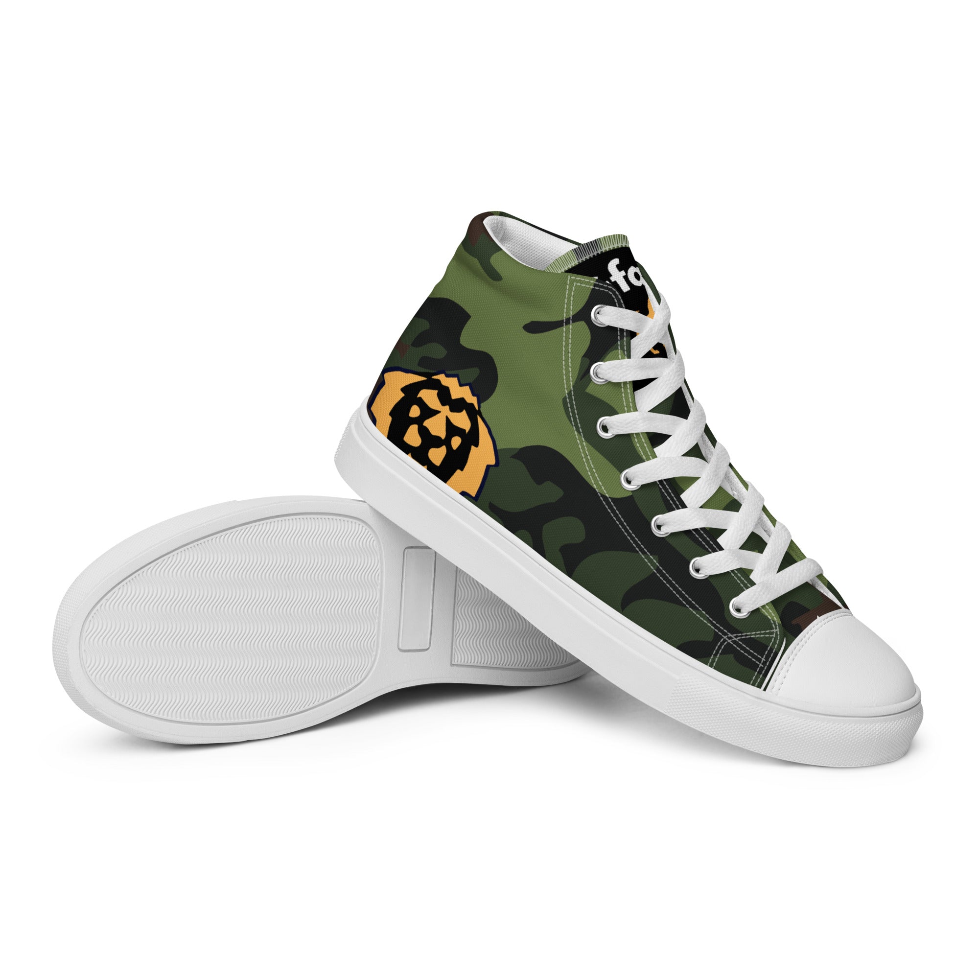 Gface Women's Green Camo-Incognito high top canvas shoes