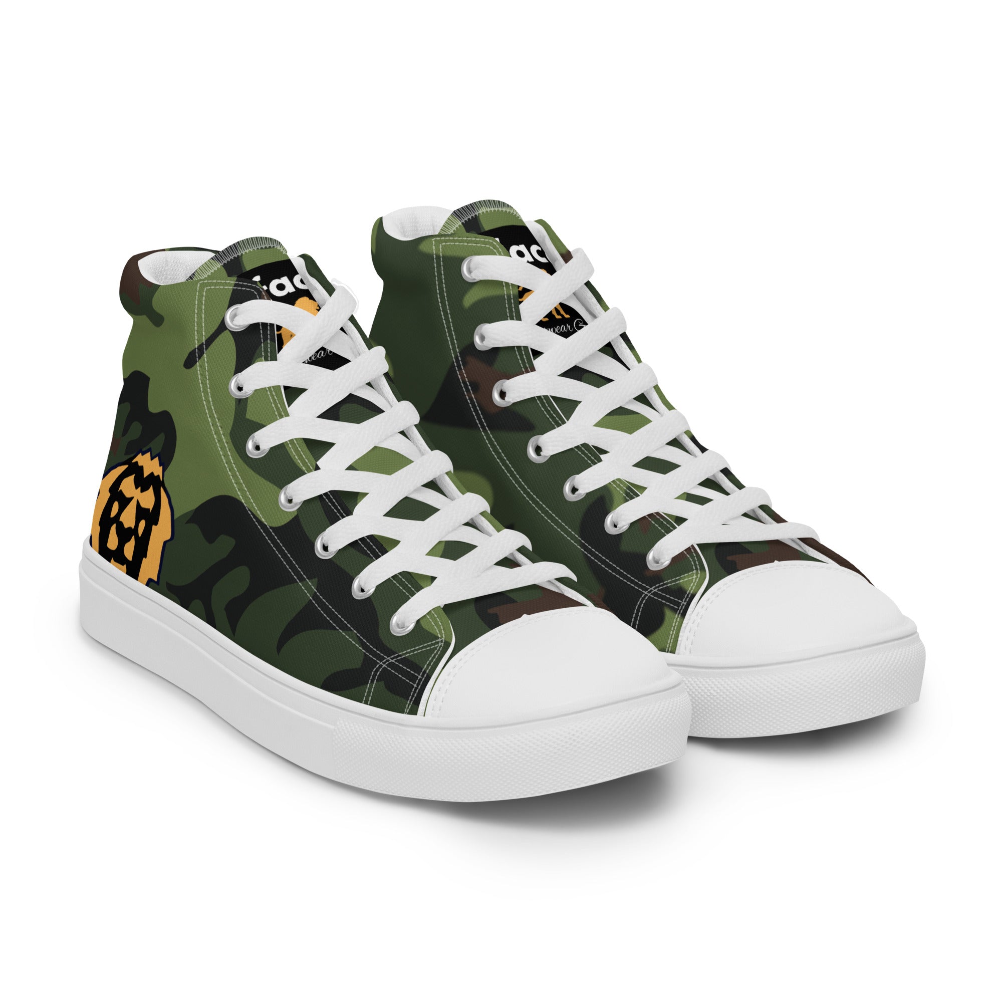 Gface Women's Green Camo-Incognito high top canvas shoes