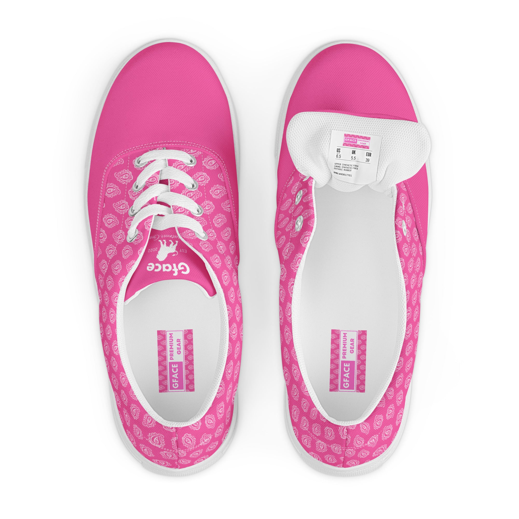 Gface Women’s Pink Bandana lace-up canvas shoes