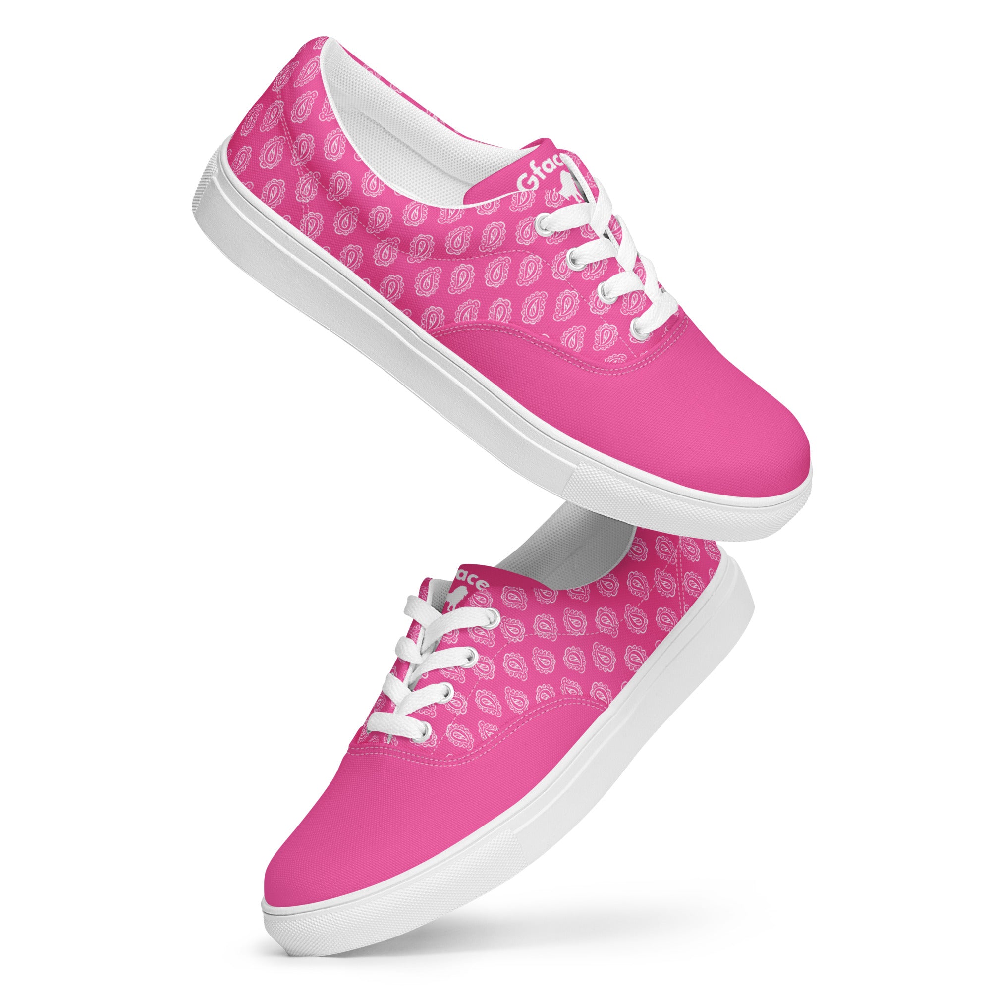 Gface Women’s Pink Bandana lace-up canvas shoes