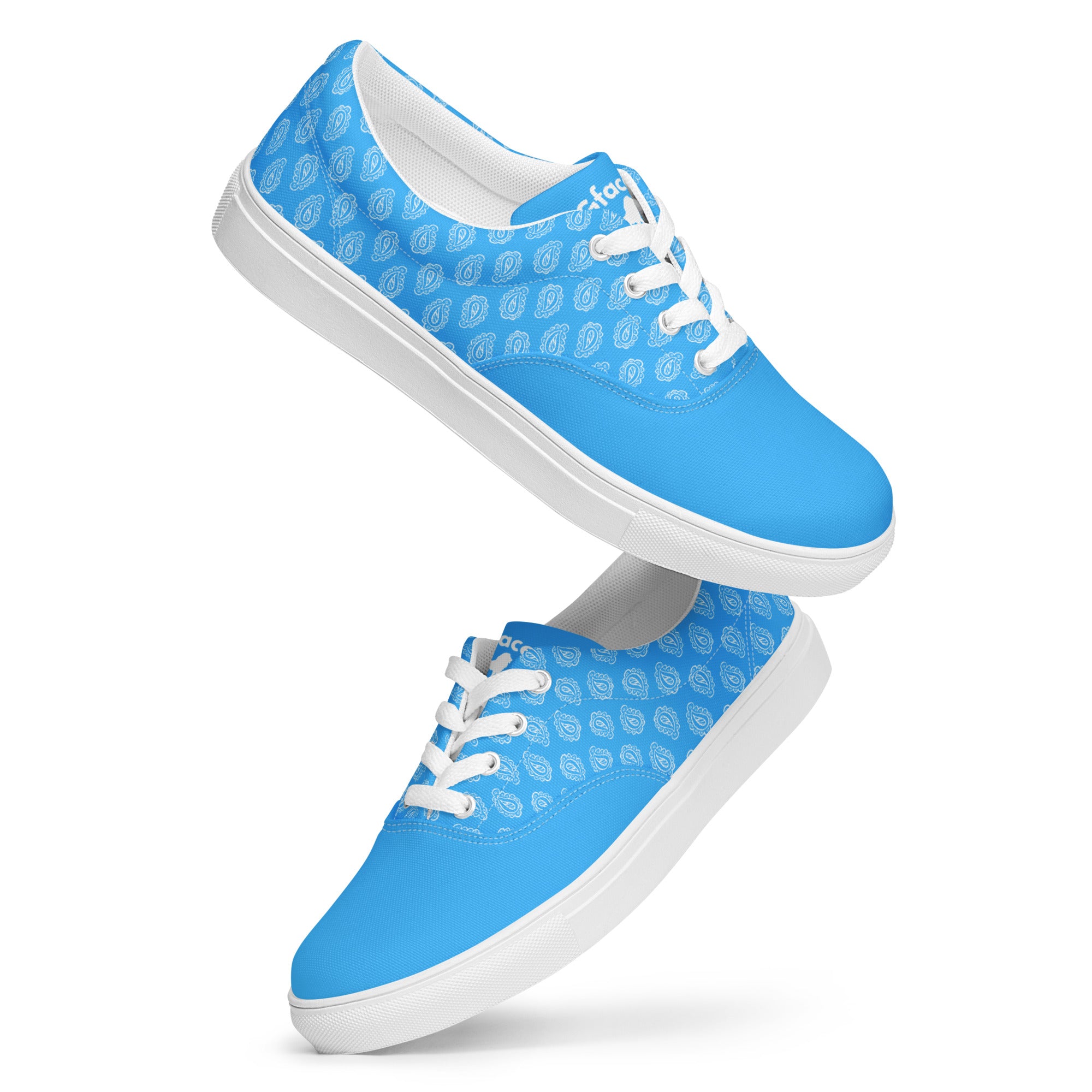 Gface Women Blue Bandana lace-up canvas shoes